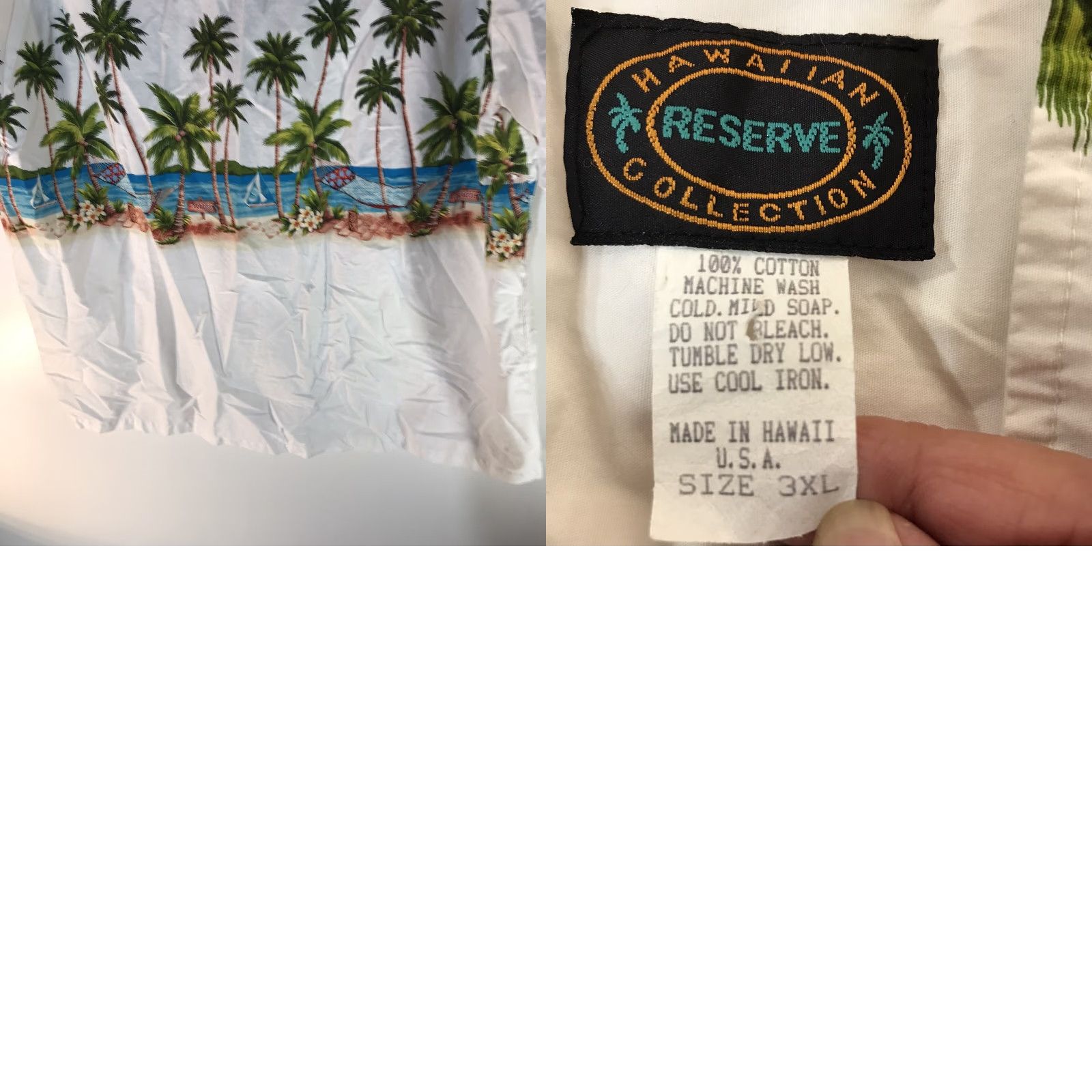 Vintage Hawaiian Reserve Button-Up Shirt Mens 3XL White Tropical Beach Scene Casual Size US XXL / EU 58 / 5 - 8 Thumbnail