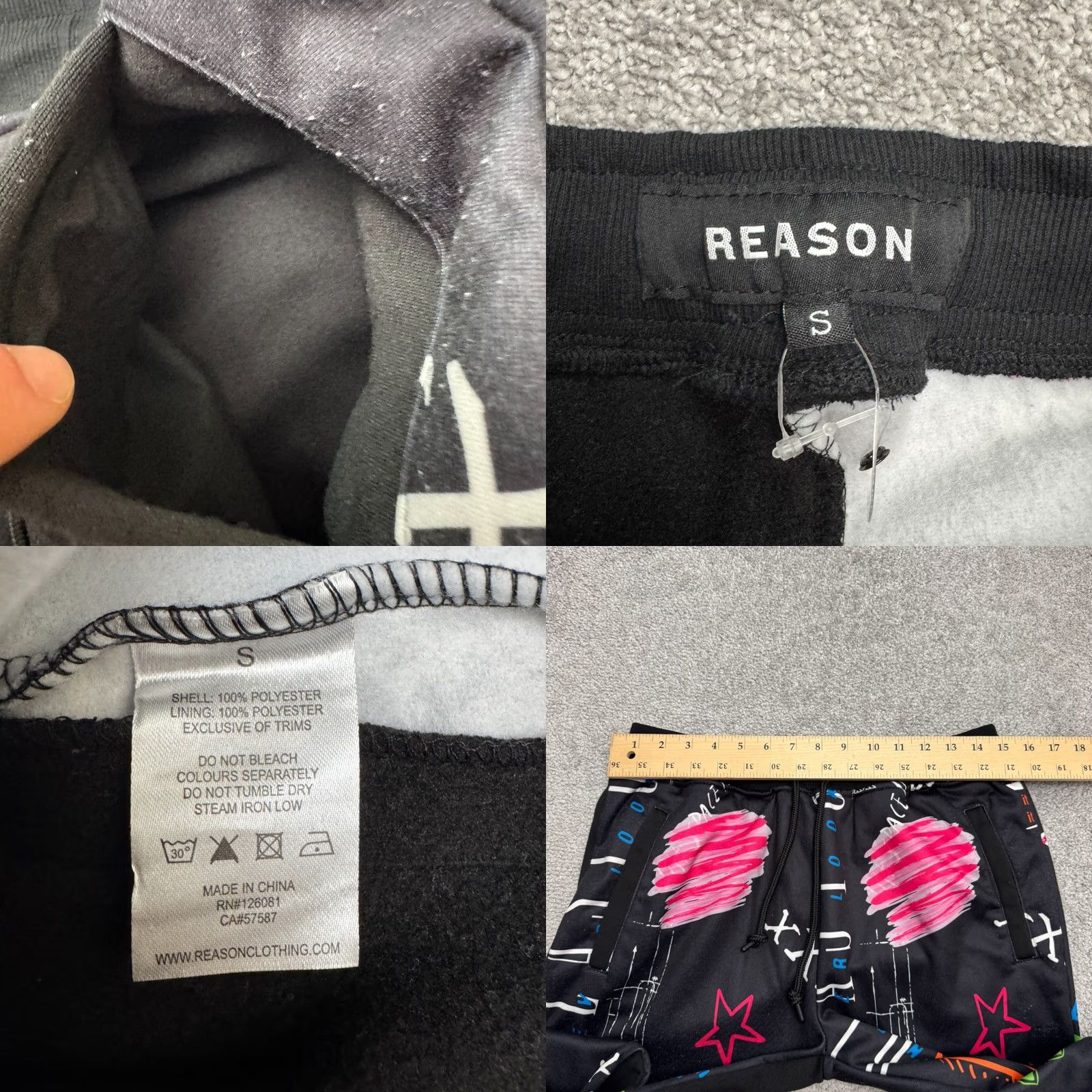 Reason Reason Graffiti Space Print Graphic Jogger Sweatpants Men S Black Streetwear Size US 29 - 8 Thumbnail