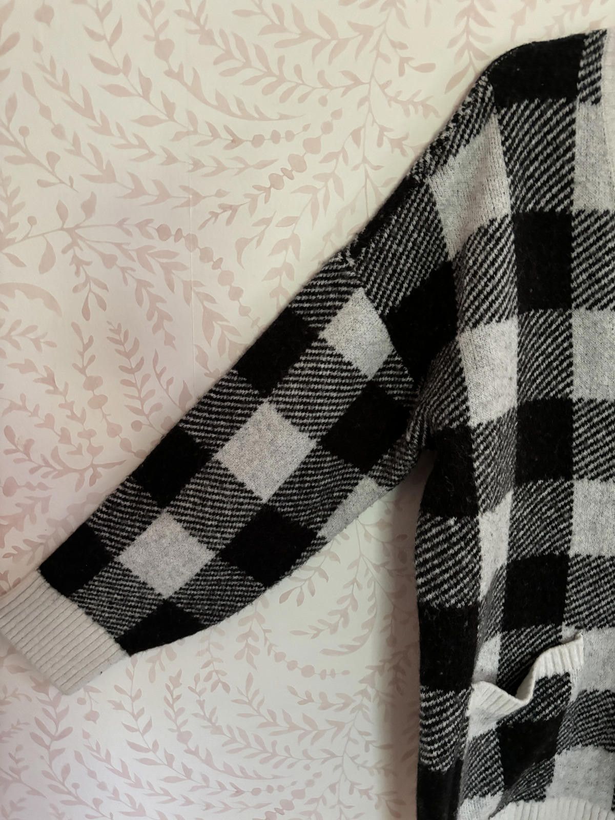 Designer Cozy Loft Black and White Checkered Cardigan XL Size XL / US 12-14 / IT 48-50 - 4 Thumbnail