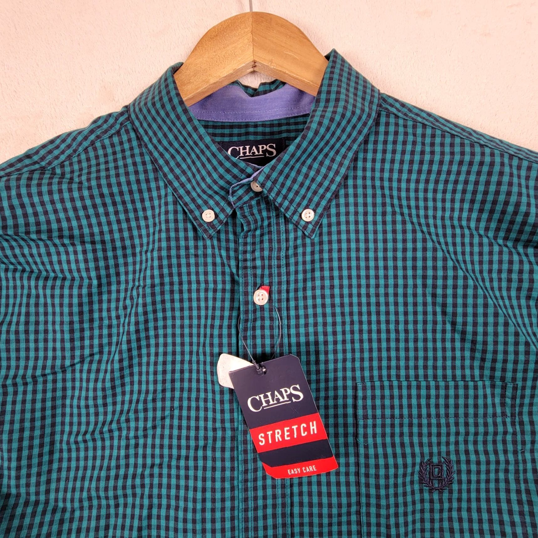 Chaps Chaps Shirt Mens Large Classic Fit Gingham Checked Multicolor Blue Green Long Sleeve Button-Up Workwear Spring Size US L / EU 52-54 / 3 - 3 Thumbnail