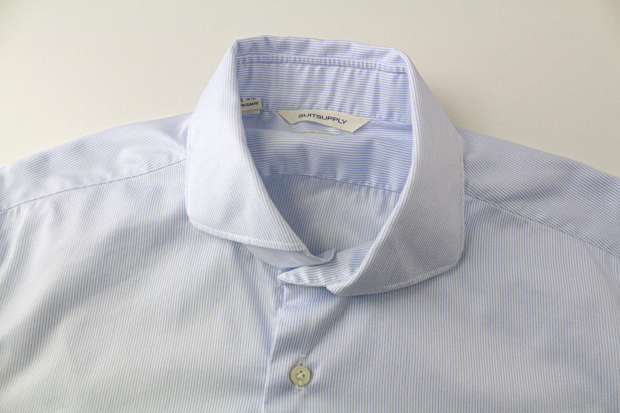 Suitsupply 42/16 1/2 Extra Slim Blue Cotton Striped Cutaway 78717 Size 42R - 3 Thumbnail