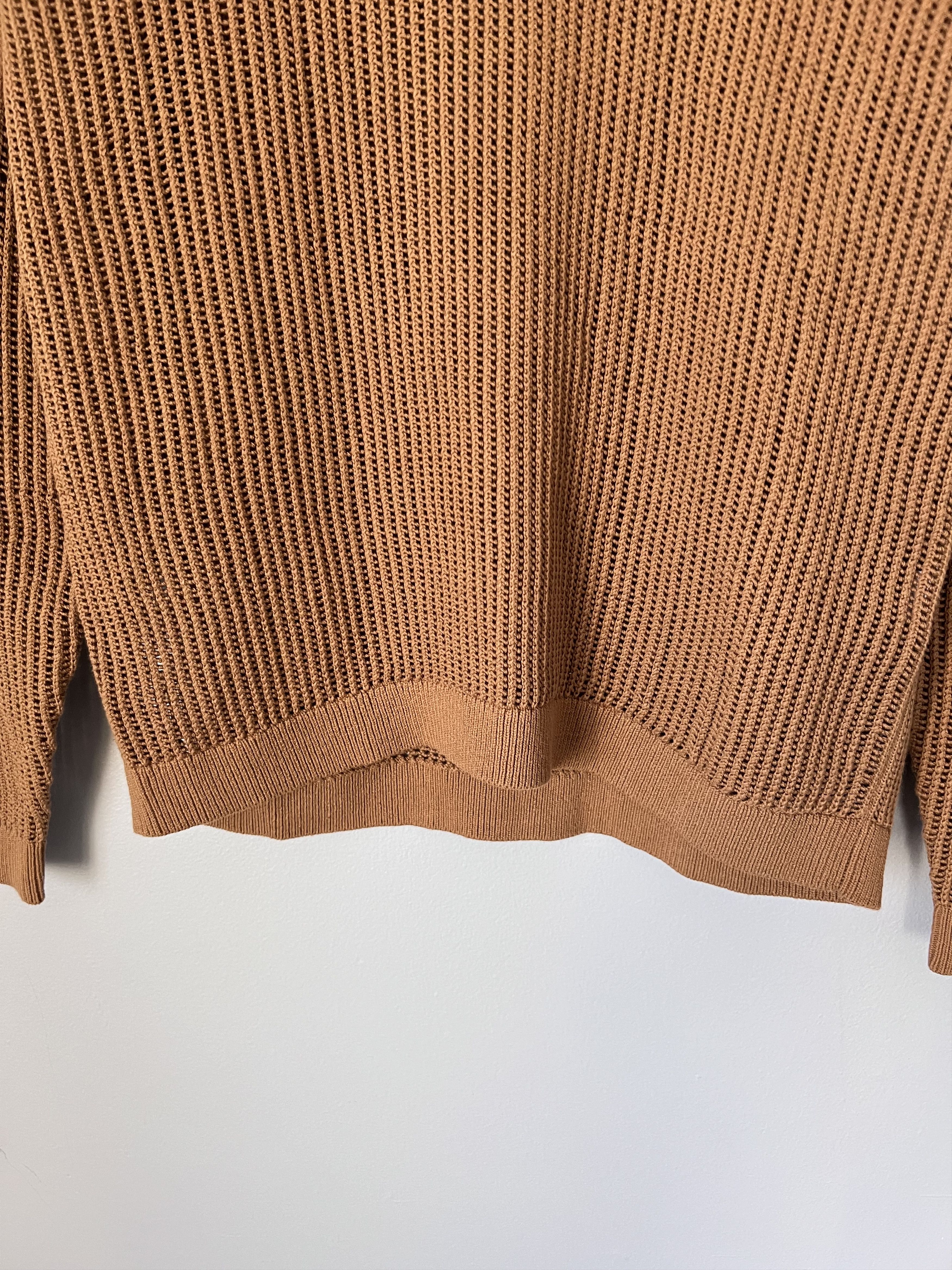 Aime Leon Dore Aime Leon Dore Long Sleeve Mesh Knit Polo in Camel Brown Size US S / EU 44-46 / 1 - 3 Thumbnail