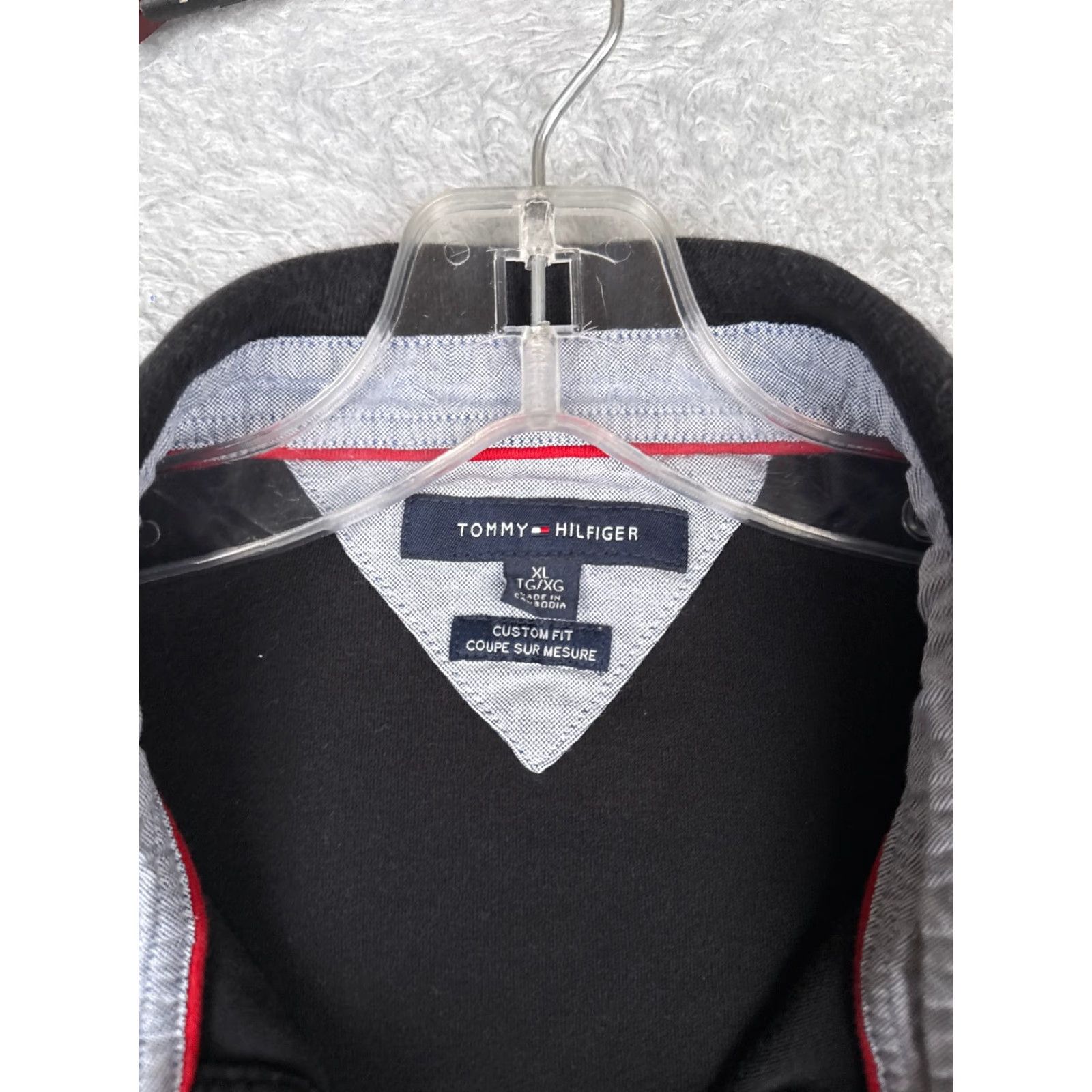 Tommy Hilfiger Tommy Hilfiger Polo Shirt Men Extra Large Black Slim Fit Short Sleeve Cotton Size US XL / EU 56 / 4 - 7 Thumbnail
