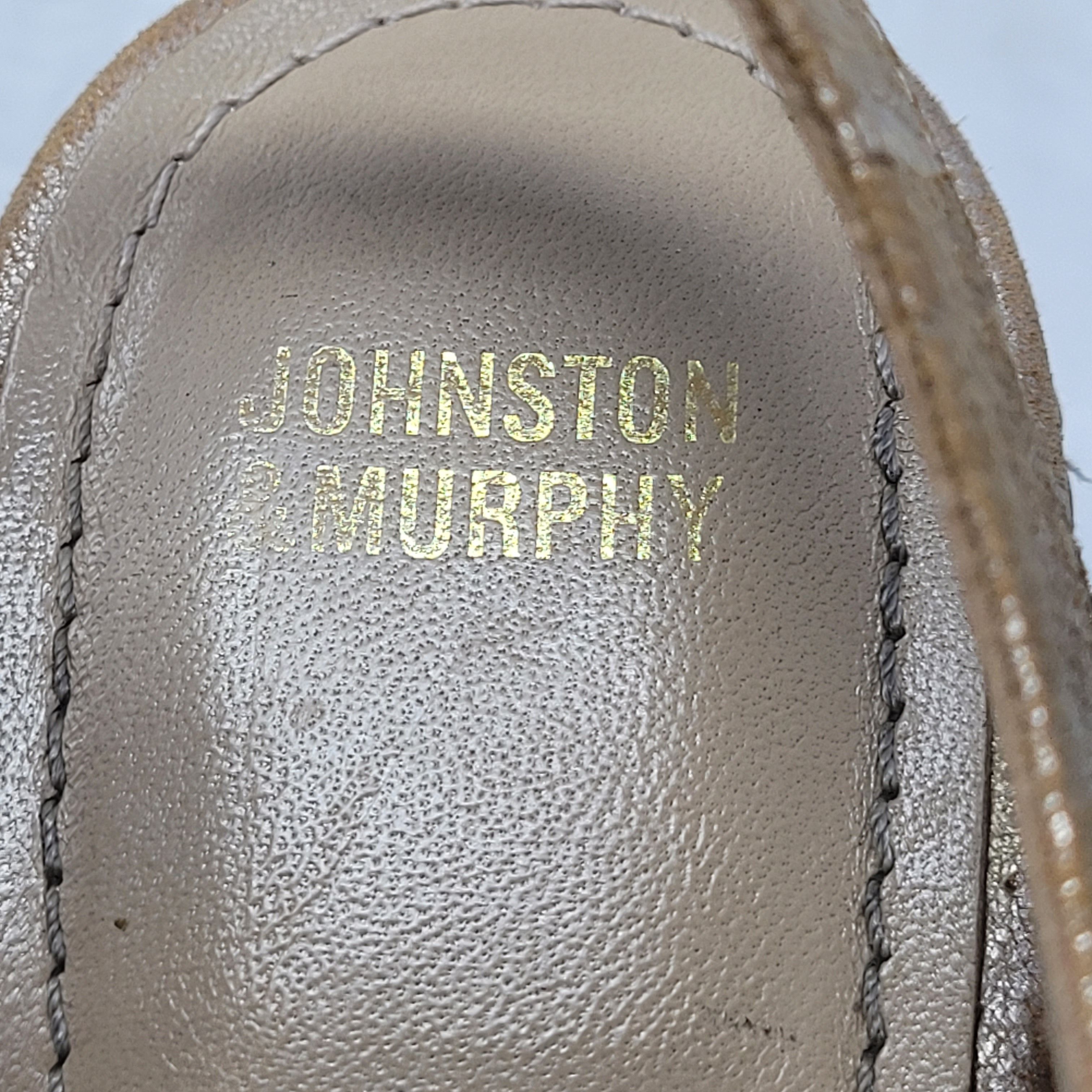 Johnston & Murphy Leather Gold Metallic Georgiana Wedge Sz 8 Espadrille Boho Size US 8 / IT 38 - 3 Thumbnail