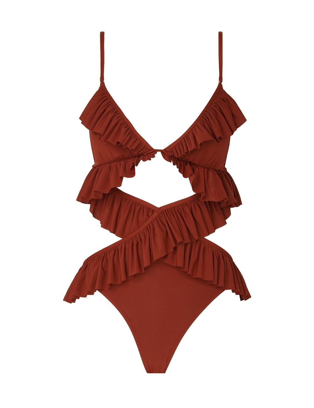 oc11z0725 Alight Gather Frill Bodysuit in Red