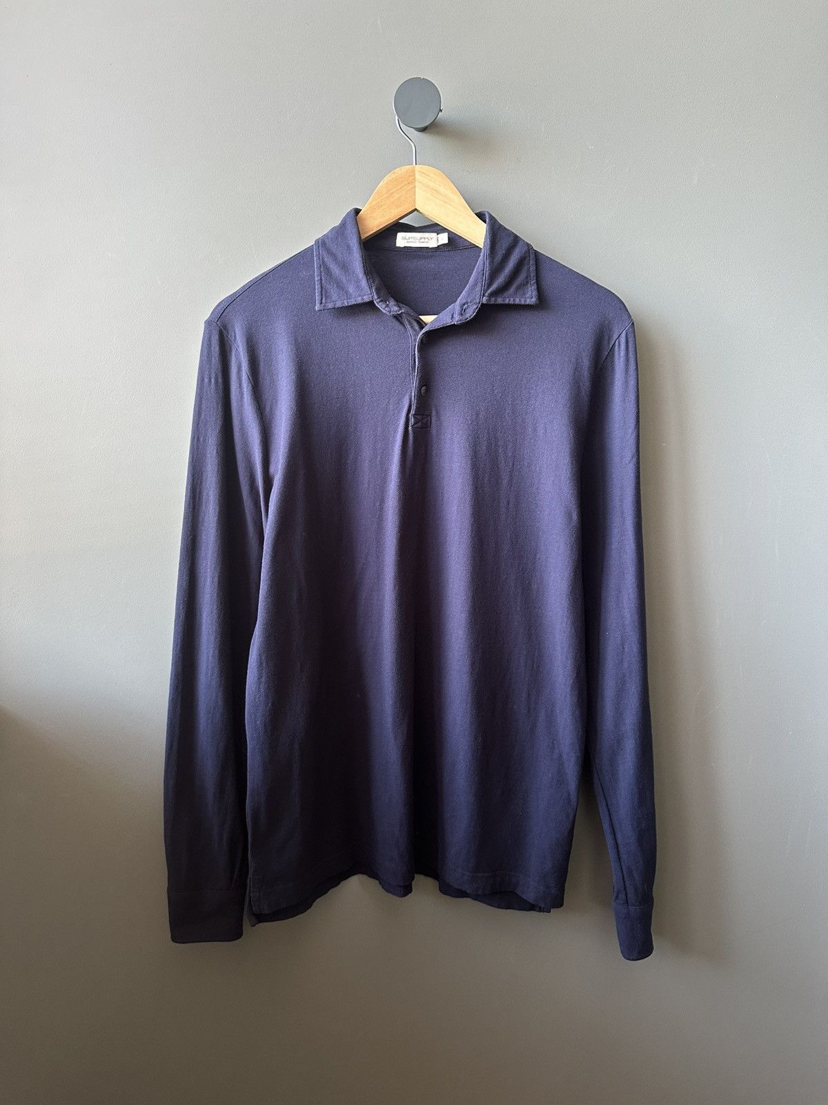 Suitsupply Suitsupply Cotton Blend Collar Navy Long Sleeve Size L Size US L / EU 52-54 / 3 - 1 Thumbnail