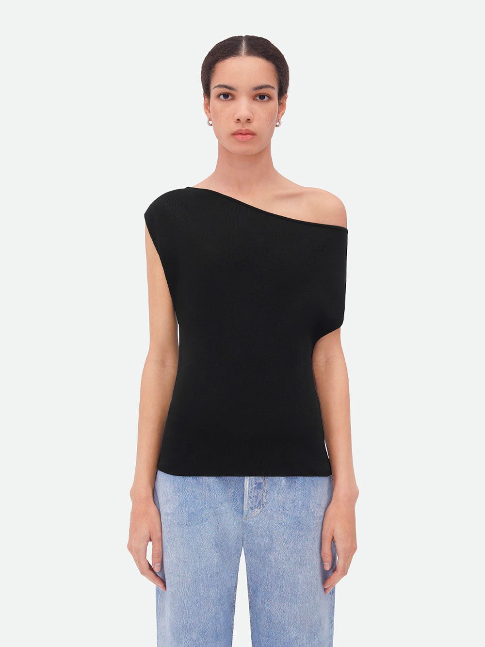 image of Bottega Veneta Soft Shoulder Top Size S in Nero, Women's