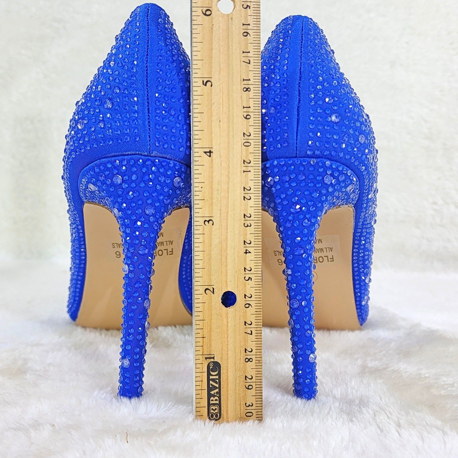 Other Shock Royal Blue High Heel Stiletto Pumps Rhinestones Evenin Size US 6.5 / IT 36.5 - 4 Thumbnail