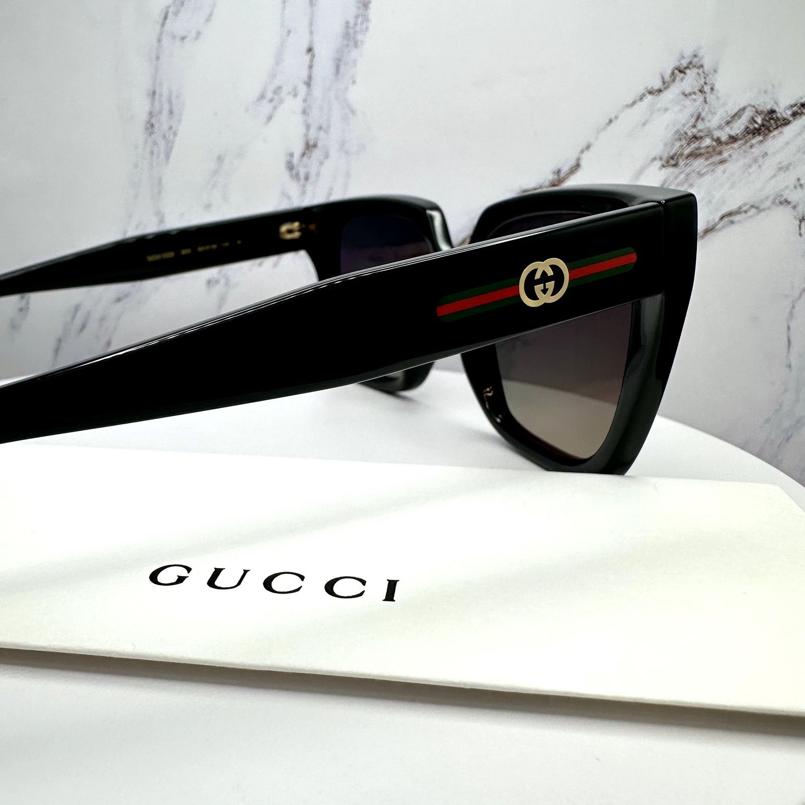 Gucci New GUCCI Sunglasses Black 54mm Square Gold GG Red Green Web Size ONE SIZE - 20 Thumbnail