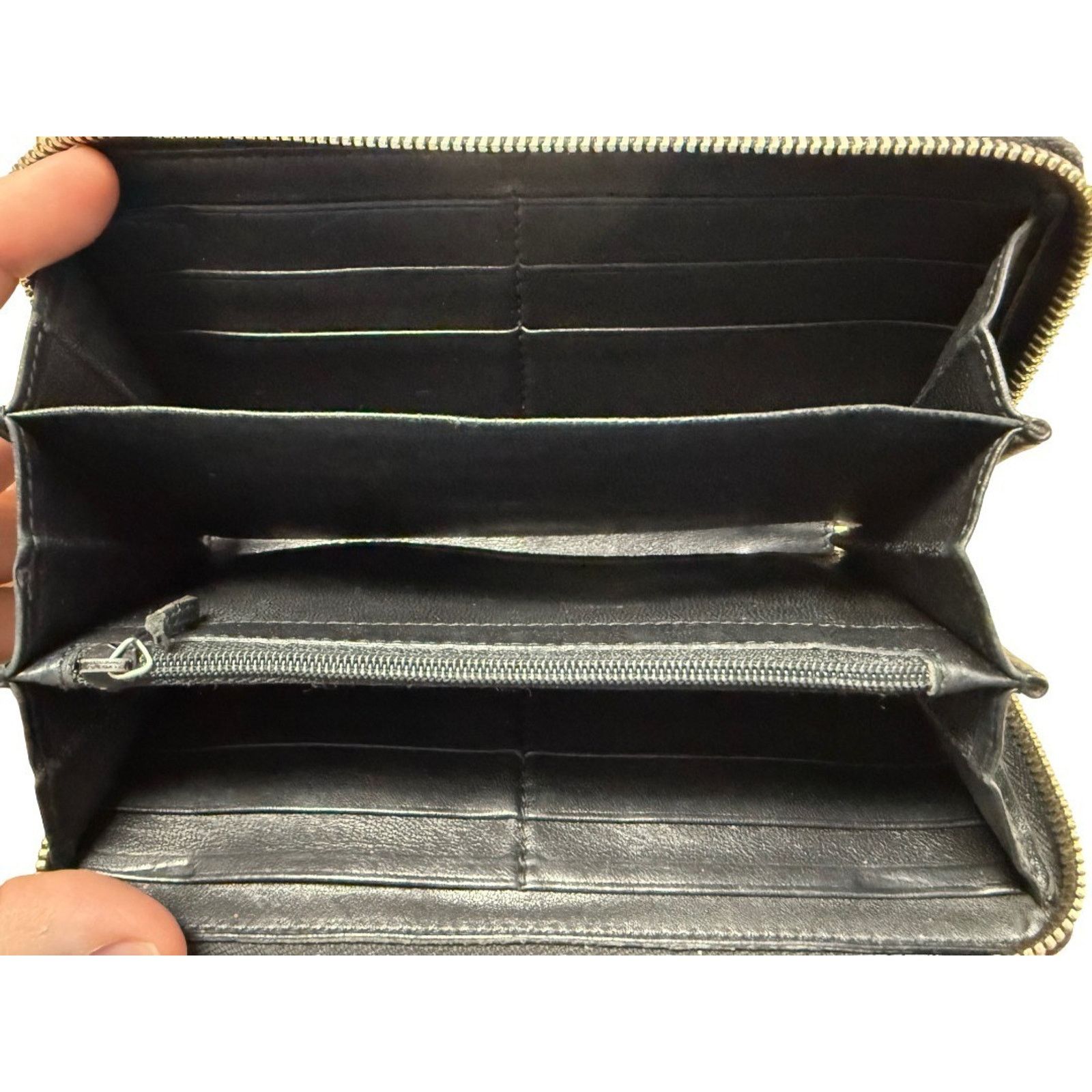 Gucci GUCCI GG Monogram Zippy Wallet Canvas Leather Gold | COA Size ONE SIZE - 7 Thumbnail