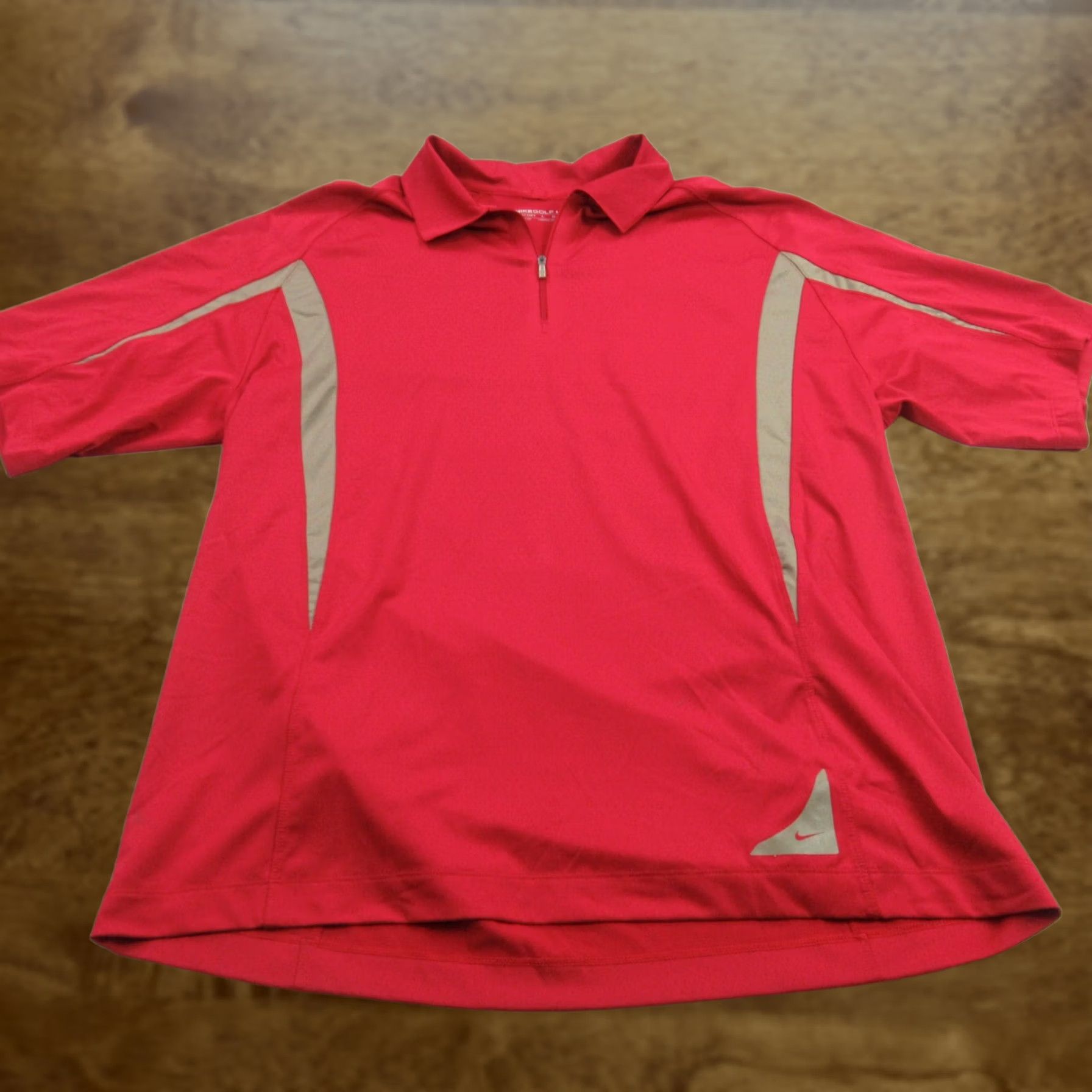 Nike Shirt Mens Large 1/4 Zipper Pullover Short Sleeve Red Lightweight Fitdry, Men's