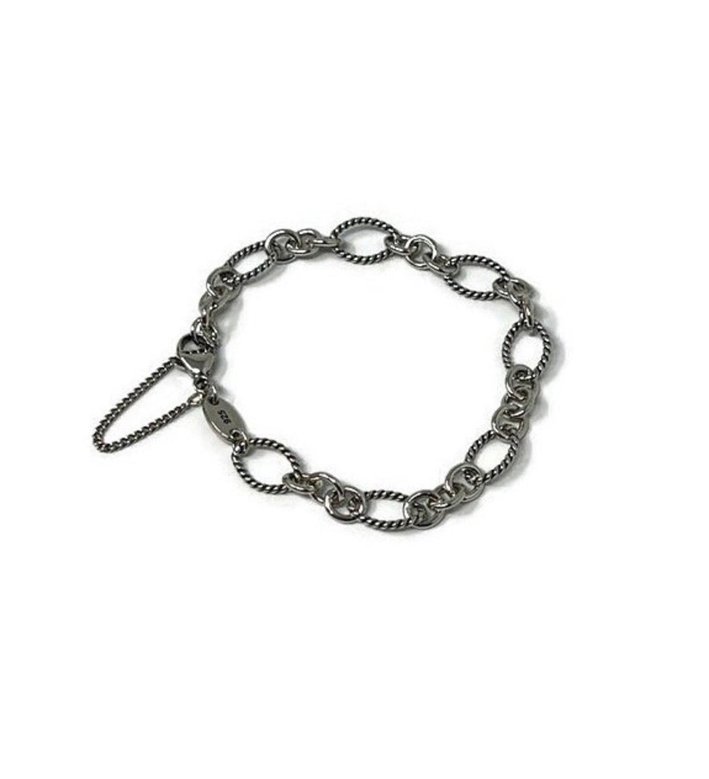 Designer James Avery Sterling Silver Oval Twist Charm Link Bracelet Size ONE SIZE - 2 Thumbnail