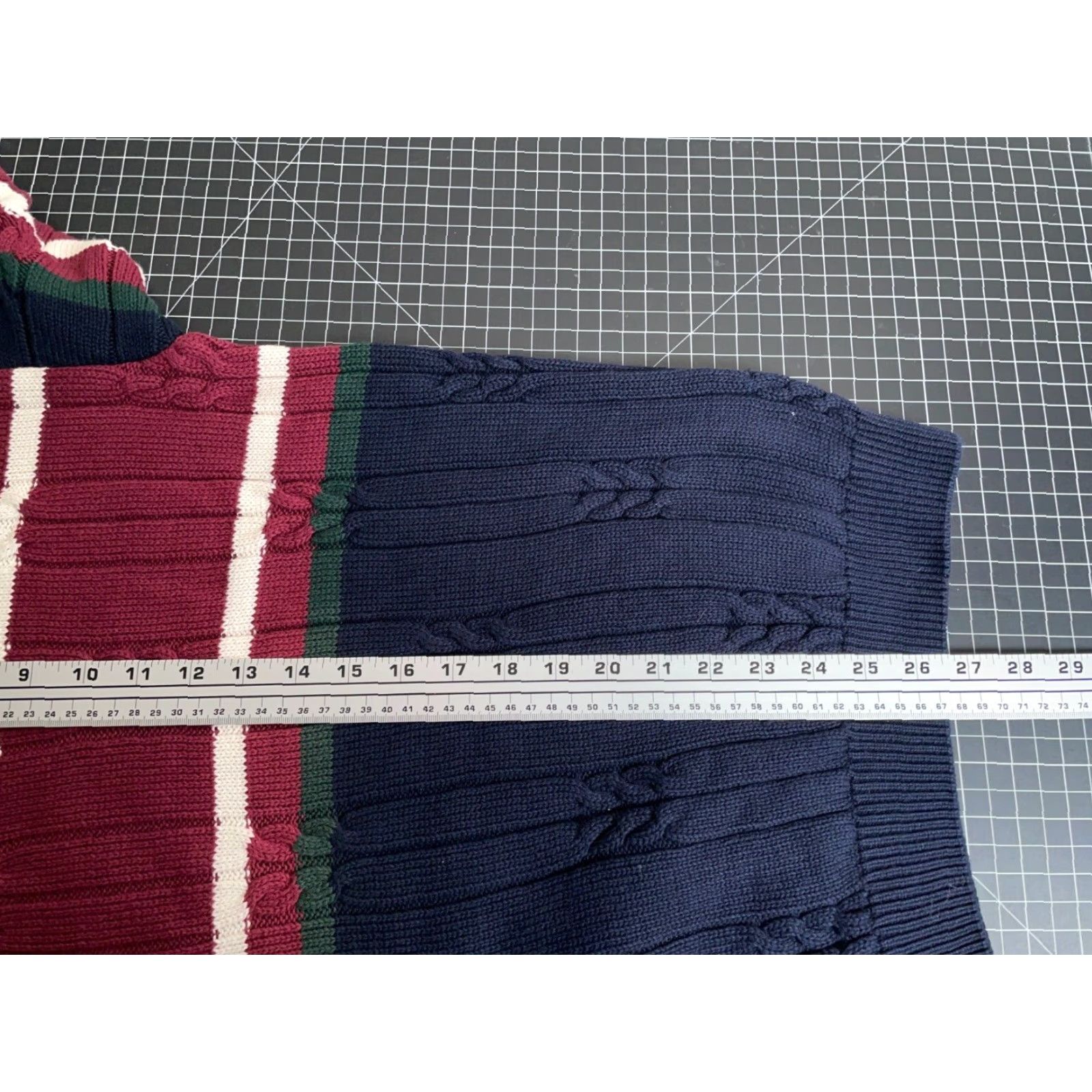 Vintage VINTAGE Y2K Chunky Knit Sweater Adult Large Blue Red Striped Cotton Retro Mens Size US L / EU 52-54 / 3 - 6 Thumbnail