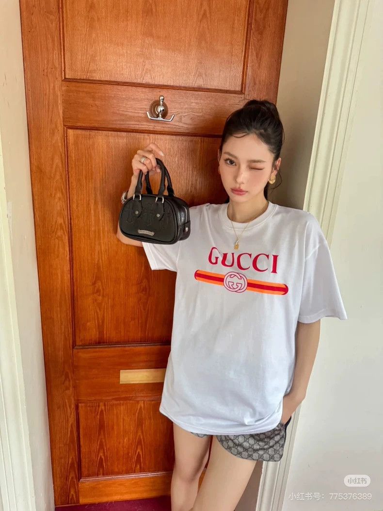 Gucci Gucci24ss Pink Letter Logo Short-sleeved T-shirt 2503-Nexta Size M / US 6-8 / IT 42-44 - 3 Thumbnail