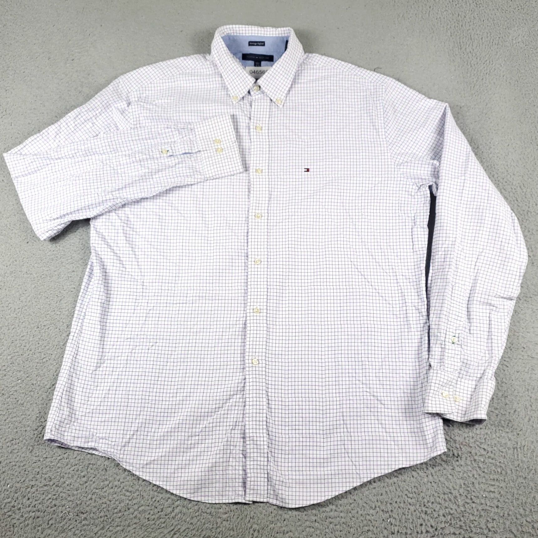 Tommy Hilfiger Vintage Tommy Hilfiger Dress Shirt Men 17.5 Purple Blue Check Long Sleeve Business Casual Formal Size 46R - 3 Thumbnail