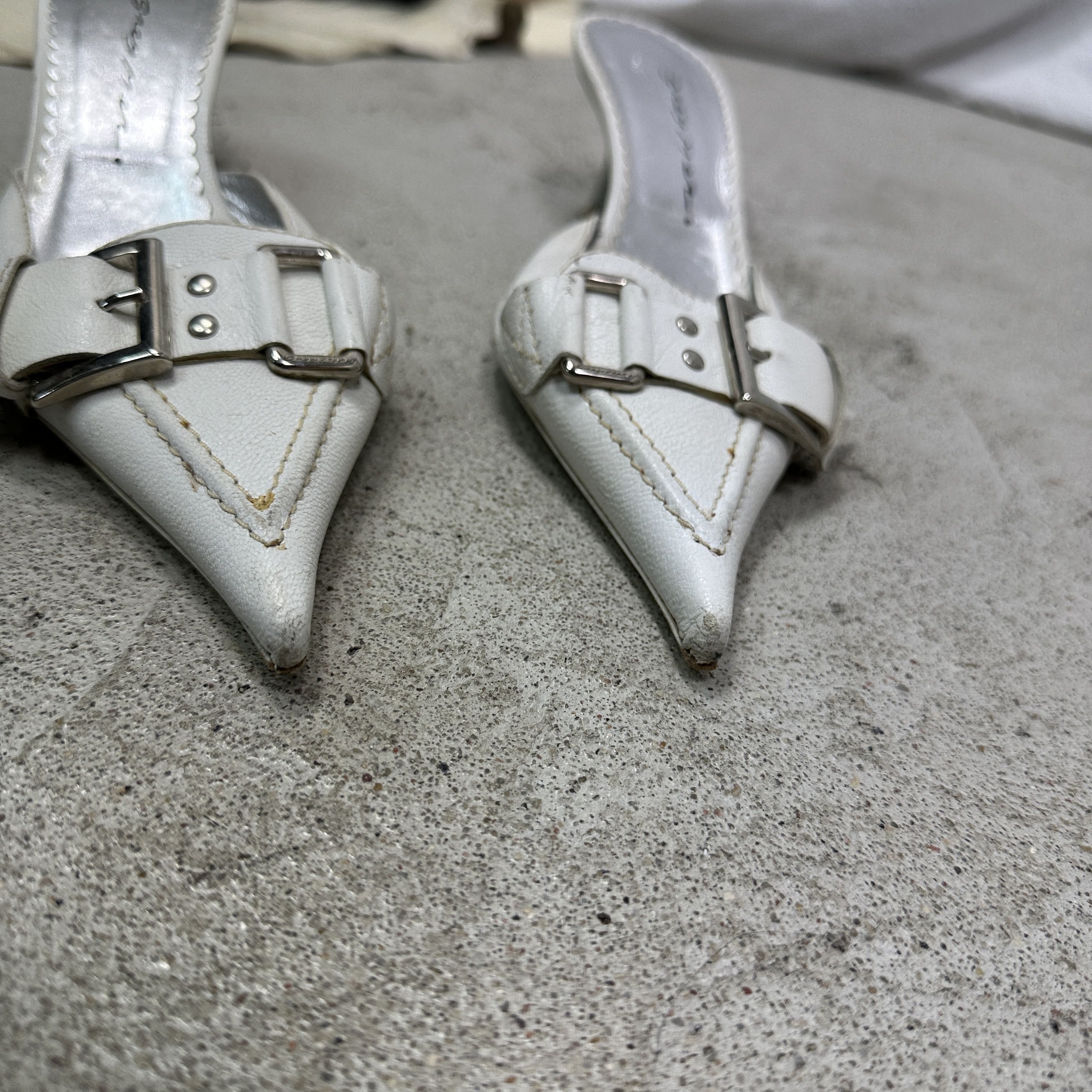 Vintage Vintage Avant Garde Kitten Heels Buckled Mules Y2K Size US 7 / IT 37 - 5 Thumbnail