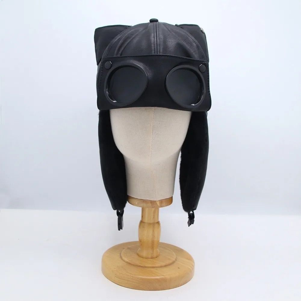 Other Retro Bomber PU Leather Fluff Pilot Hat Size ONE SIZE - 4 Thumbnail