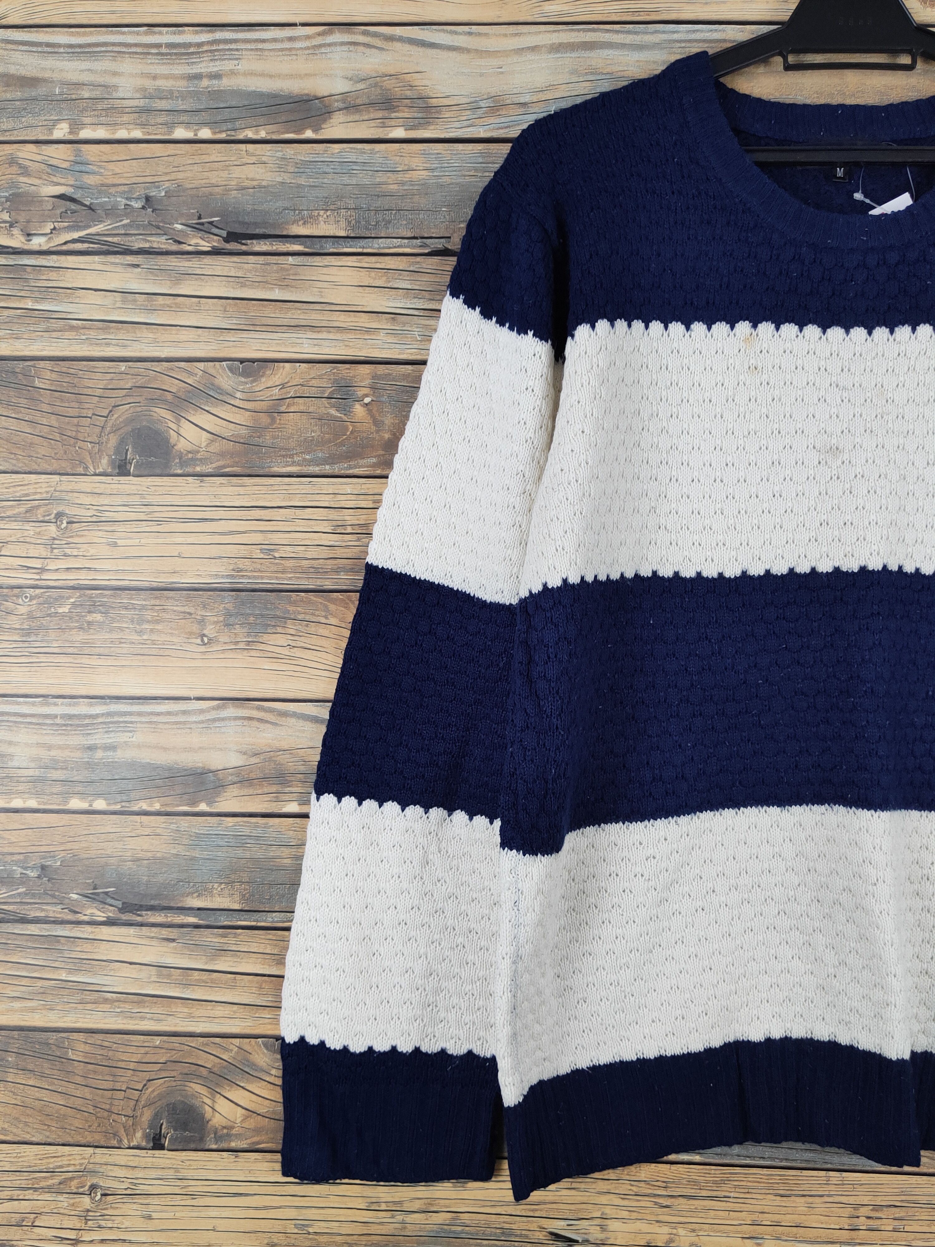 Homespun Knitwear Cathy's Closet Navy Cream Stripe Knitwear Sweatshirts#W 1004 Size US M / EU 48-50 / 2 - 3 Thumbnail