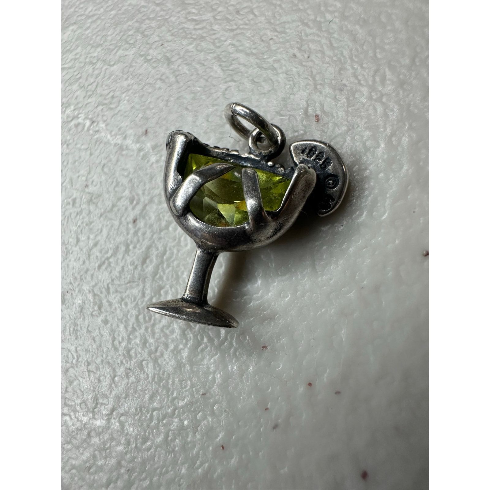 & Other Stories 925 Sterling Silver Margarita Lime Green CZ Stone Cocktail Size ONE SIZE - 2 Thumbnail