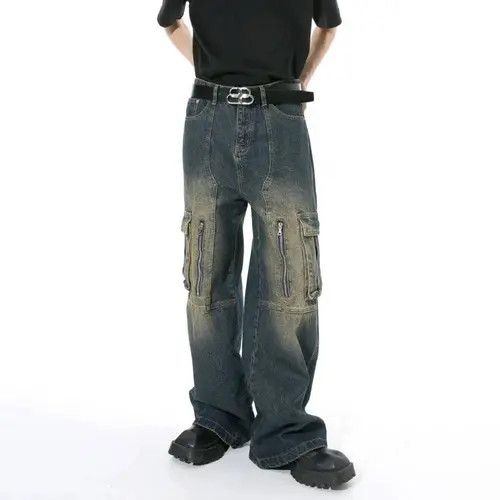 Jean Multi Pocket Retro Blue Baggy Jeans Size US 34 / EU 50 - 1 Thumbnail