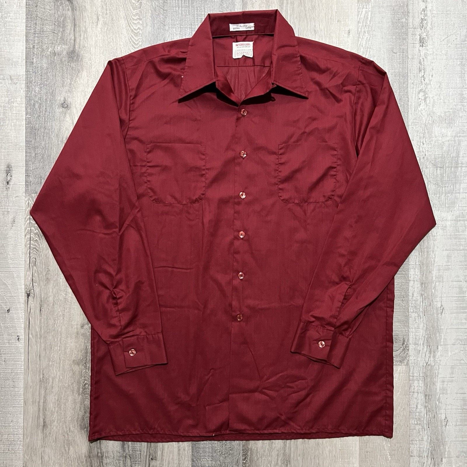 McGregor McGregor 60s Permanent Press Loop Collar Dark Red Shirt Size US XL / EU 56 / 4 - 1 Thumbnail