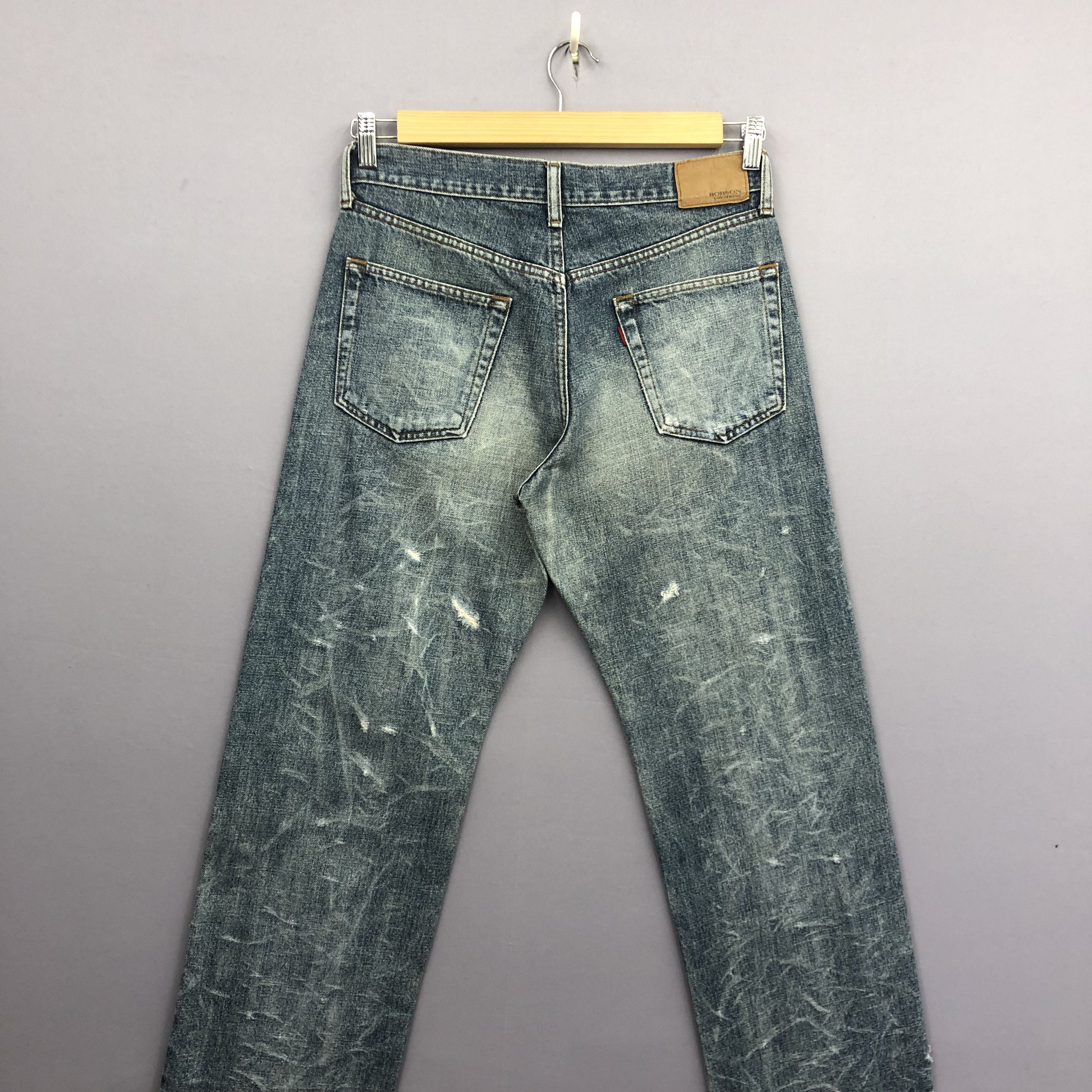 Japanese Brand Vintage Bobson Distressed Rip Jeans Japanese Washed Denim Size US 30 / EU 46 - 4 Thumbnail