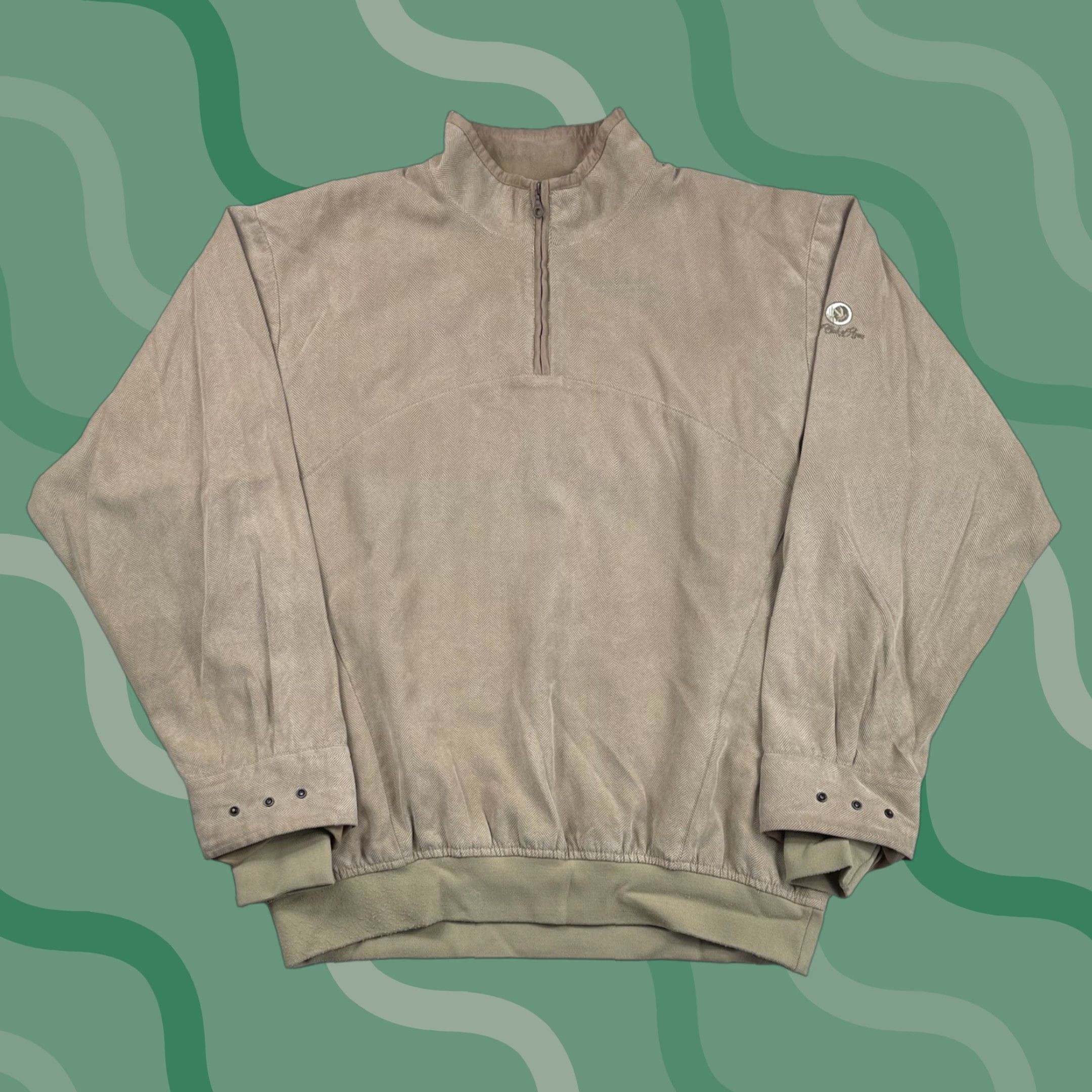 Vintage Zero Restriction Sz Large Golf Jacket Windbreaker Pullover Mens Herringbone Tan Size US L / EU 52-54 / 3 - 1 Thumbnail