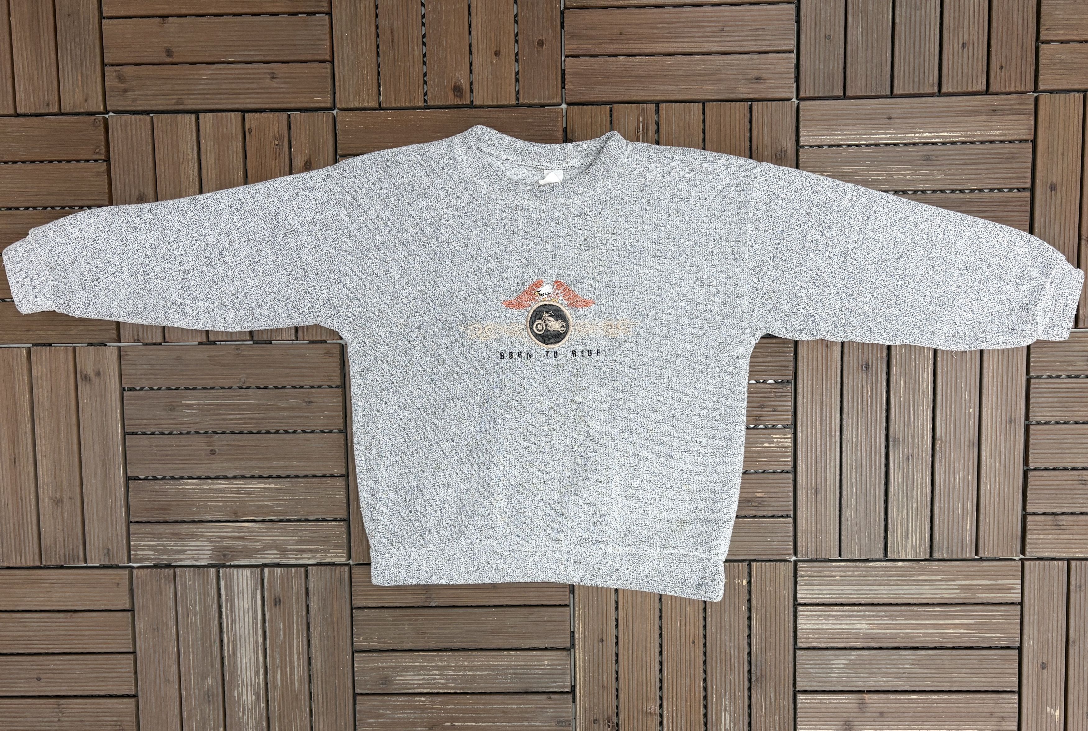 Vintage Born To Ride Motorcycle Vintage Grey Fleece Sweater Size US M / EU 48-50 / 2 - 4 Thumbnail