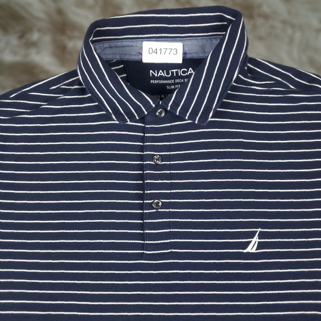 Nautica Nautica Polo Shirt Blue Striped Adult XL Casual Short Sleeve Mens Size US XL / EU 56 / 4 - 1 Thumbnail