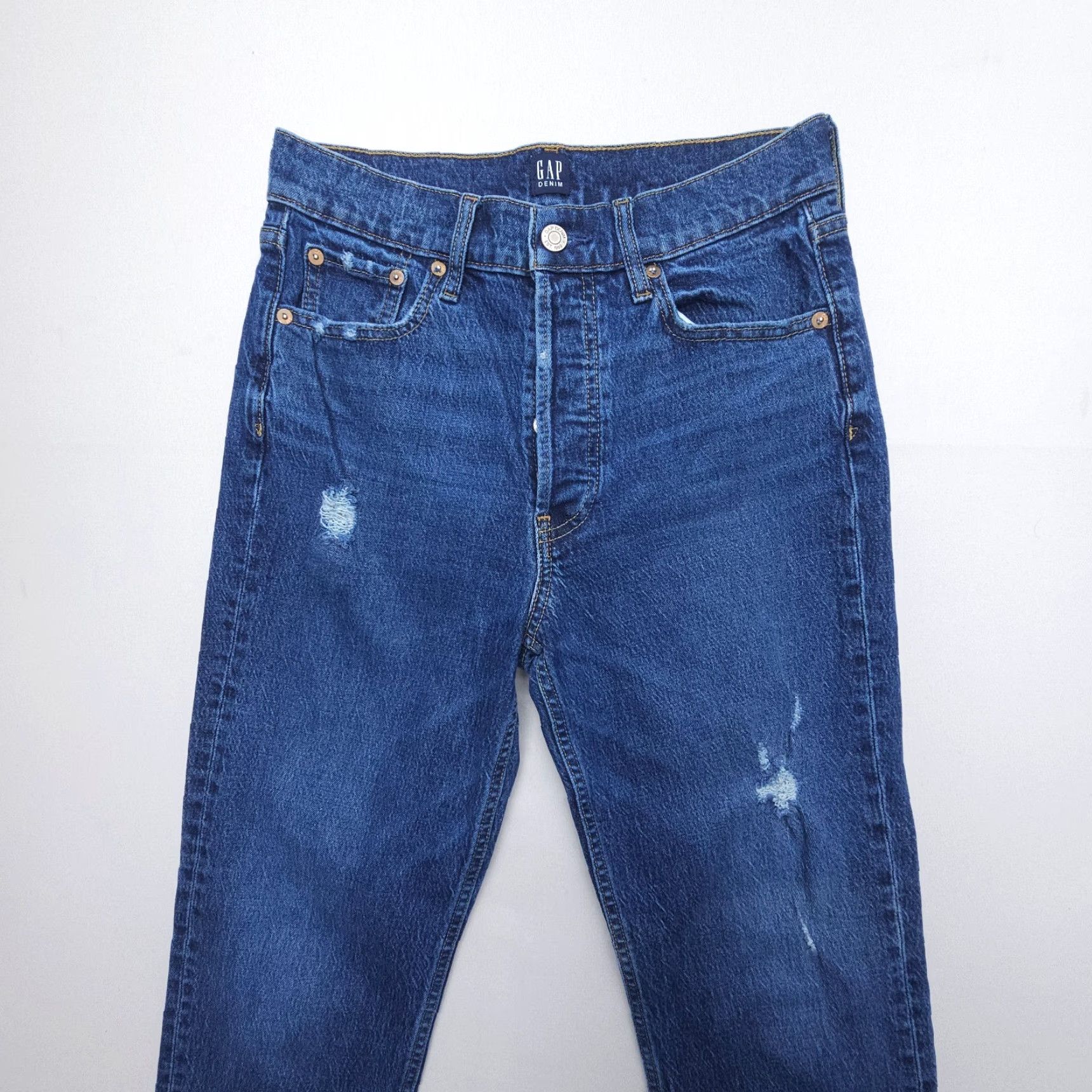 Gap VINTAGE Gap 1969 Jeans - 90s Style Straight High Rise Denim 4 / 27 Dark Blue Womens Jeans Size 27" / US 4 / IT 40 - 2 Thumbnail