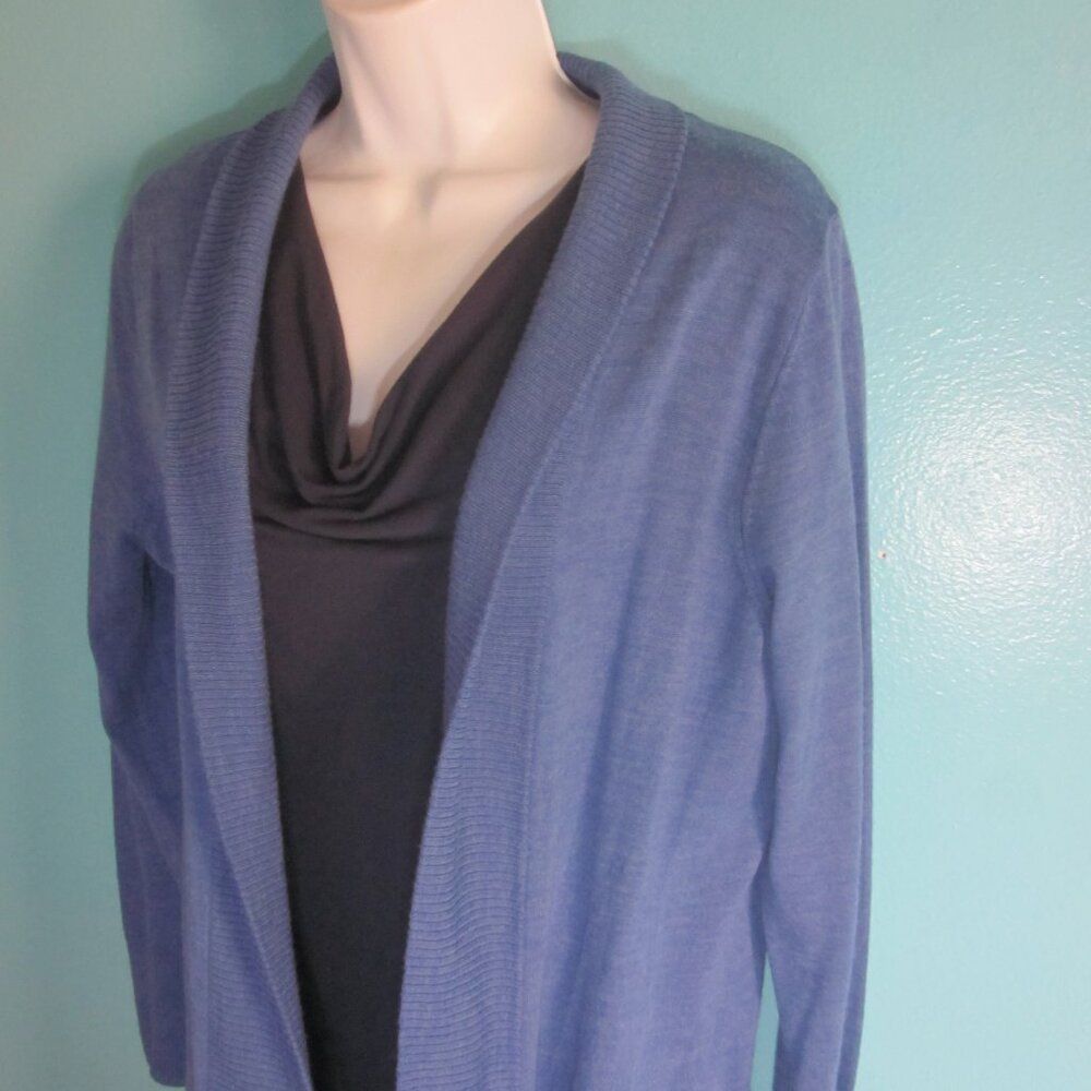 Robert Talbott Talbots Womens Size L Bright Blue Lightweight Merino Wool Open Front Cardigan Size L / US 10 / IT 46 - 9 Thumbnail