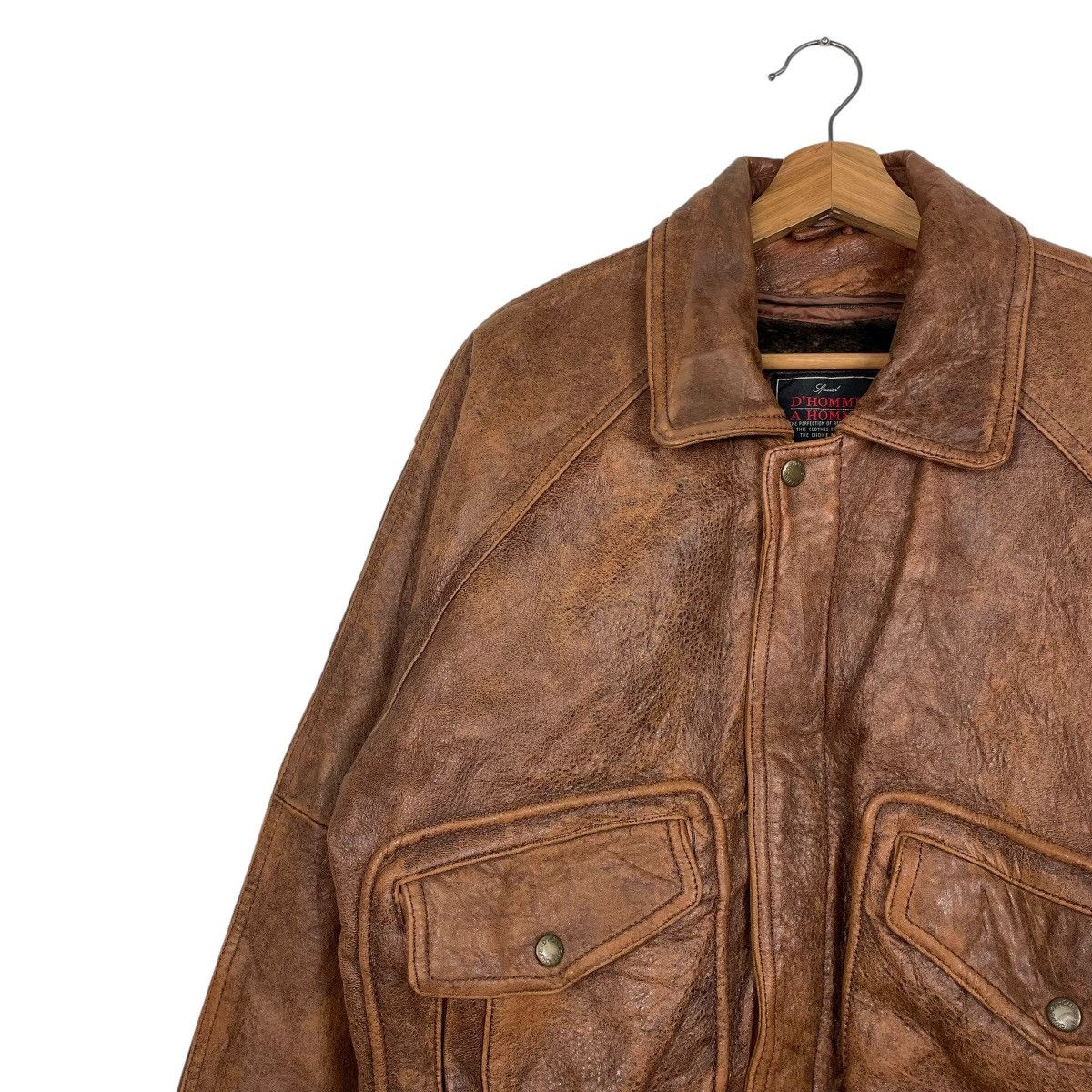 Japanese Brand D’Homme A Homme Military Leather Jacket Size US M / EU 48-50 / 2 - 6 Thumbnail