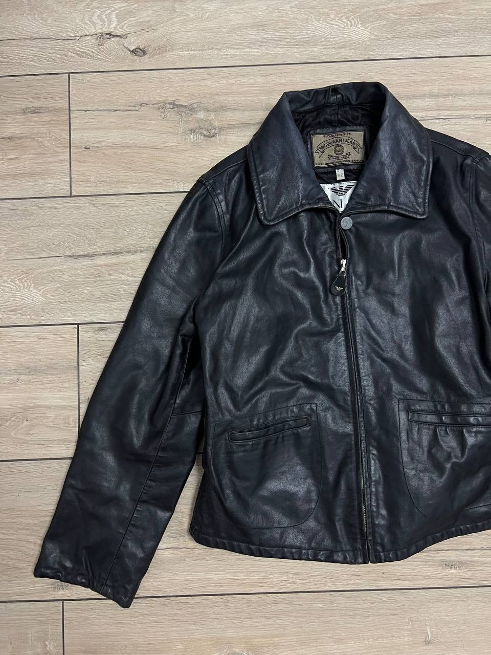 Giorgio Armani Vintage Armani Jeans Leather Jacket Motorcycle Style US 10 Size L / US 10 / IT 46 - 5 Thumbnail