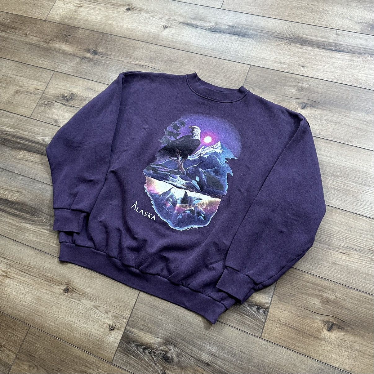Tultex Vintage 90s Alaska Wildlife Nature Crewneck Sweatshirt Size US XL / EU 56 / 4 - 3 Thumbnail