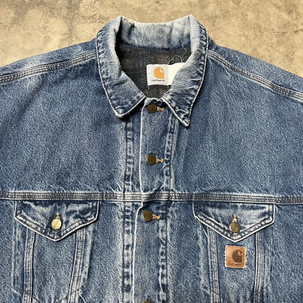 Carhartt × Carhartt Wip × Vintage Vintage 90’s Carhartt 🇺🇸 Blanket-Lined Denim Trucker Jacket Size US XXL / EU 58 / 5 - 2 Thumbnail