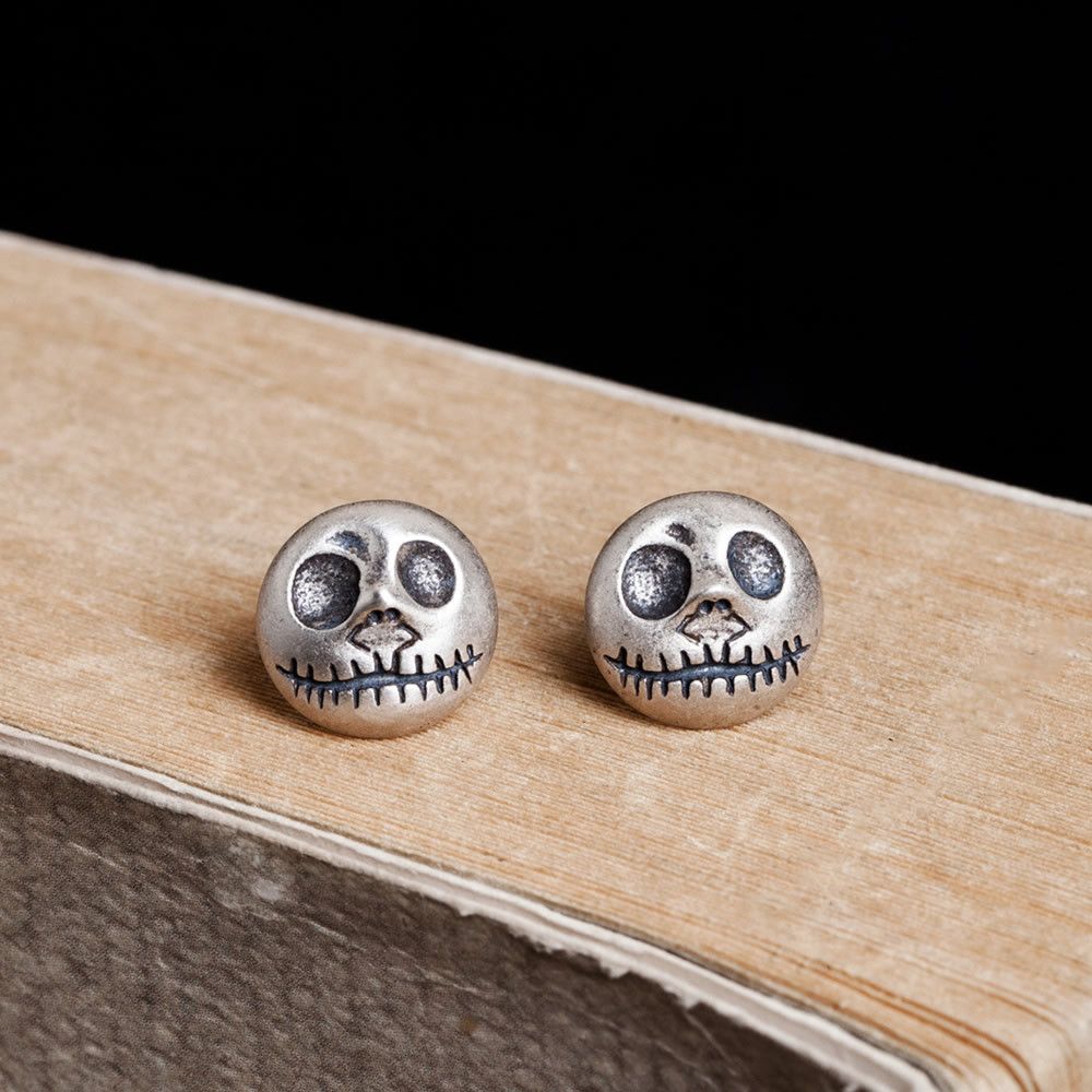 Diamond Earrings x Jewelry Ghost Retro Earrings One Pairs Chrome Jewelry in Silver, Men's