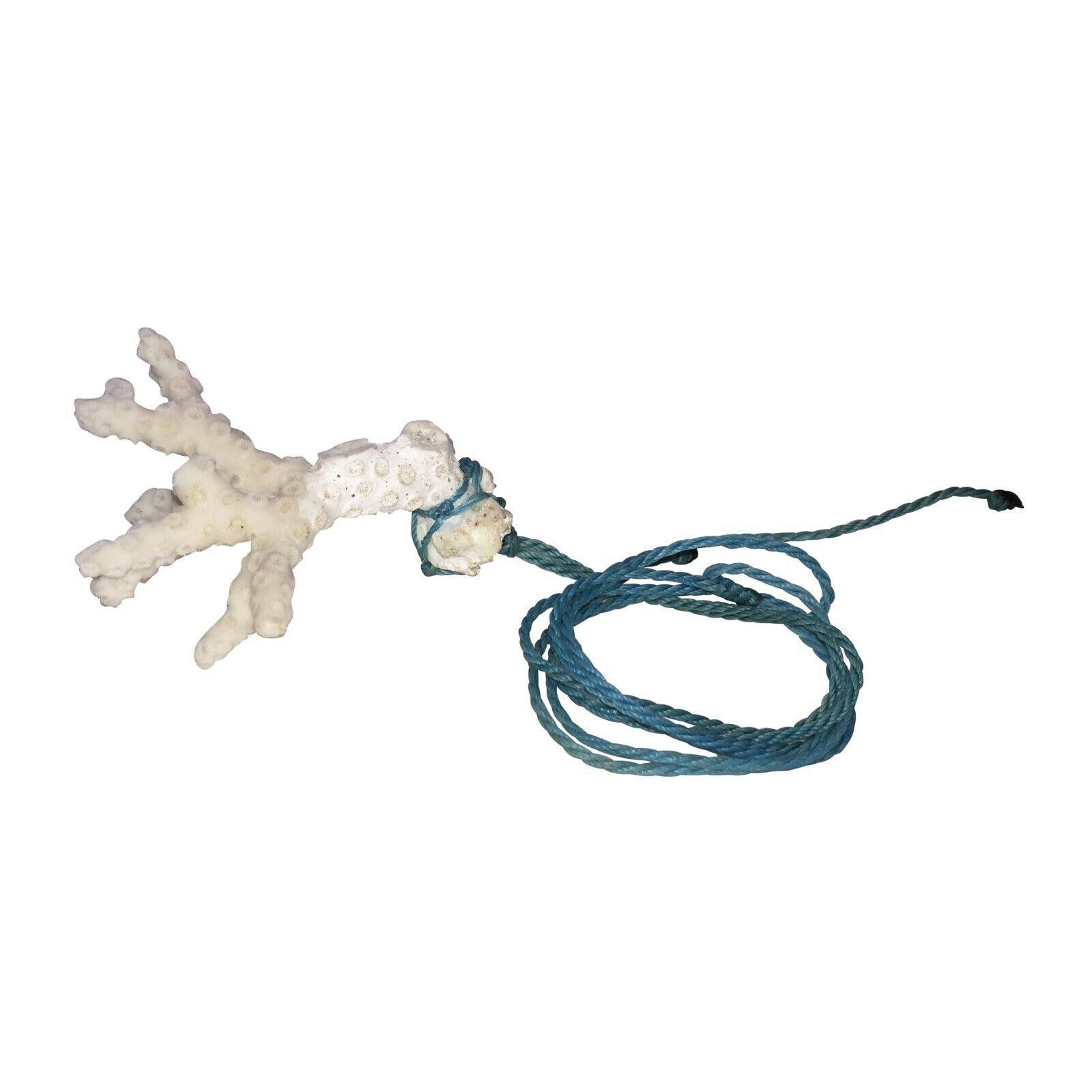 Designer Mexican White Branch Pendant Necklace with Blue Waxed Nylon Size ONE SIZE - 4 Thumbnail