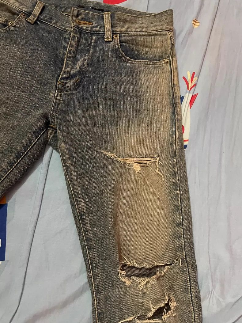 Yves Saint Laurent saint laurentThe Big Wreck Yellow Muddy Wash Ripped Jeans 2 Size US 27 - 3 Thumbnail
