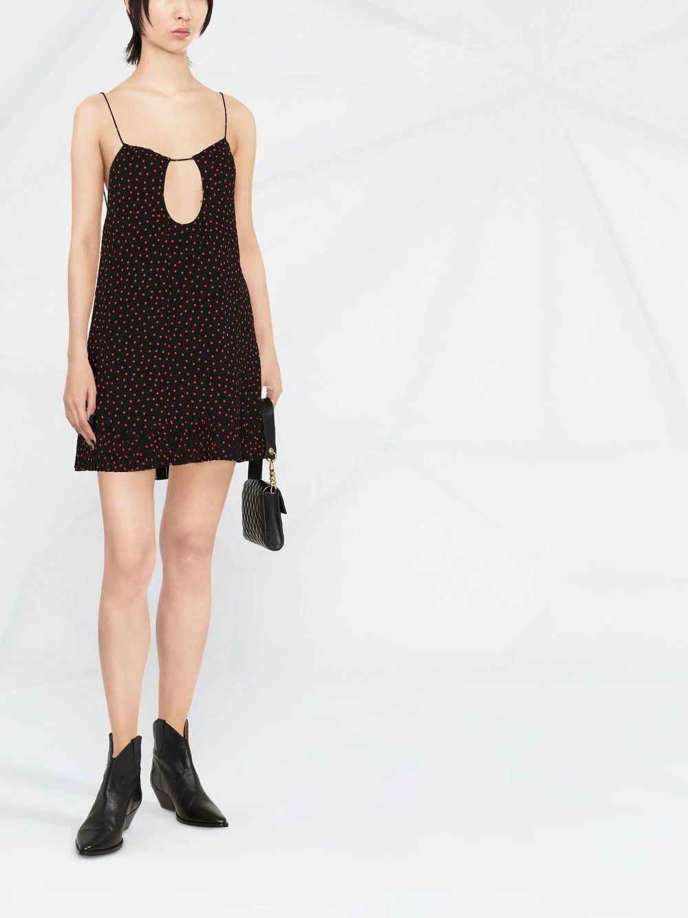 Saint Laurent Paris o1la1rc1a0425 683807 Robe Crepe Viscose Pois Mini Dress Size M / US 6-8 / IT 42-44 - 2 Thumbnail