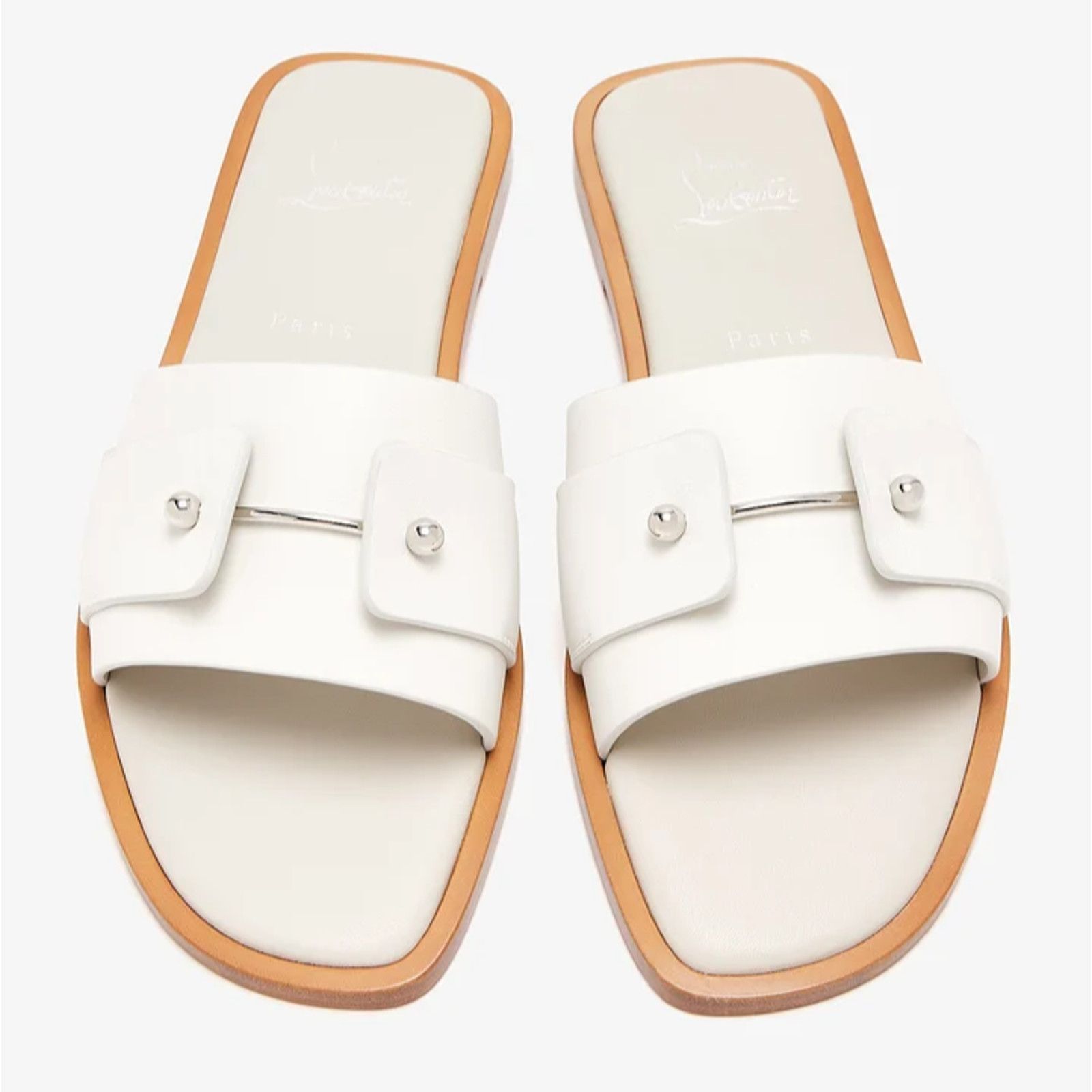 Christian Louboutin Christian Louboutin Chambelimule White Calf Leather Slide 36 Size US 6 / IT 36 - 7 Thumbnail