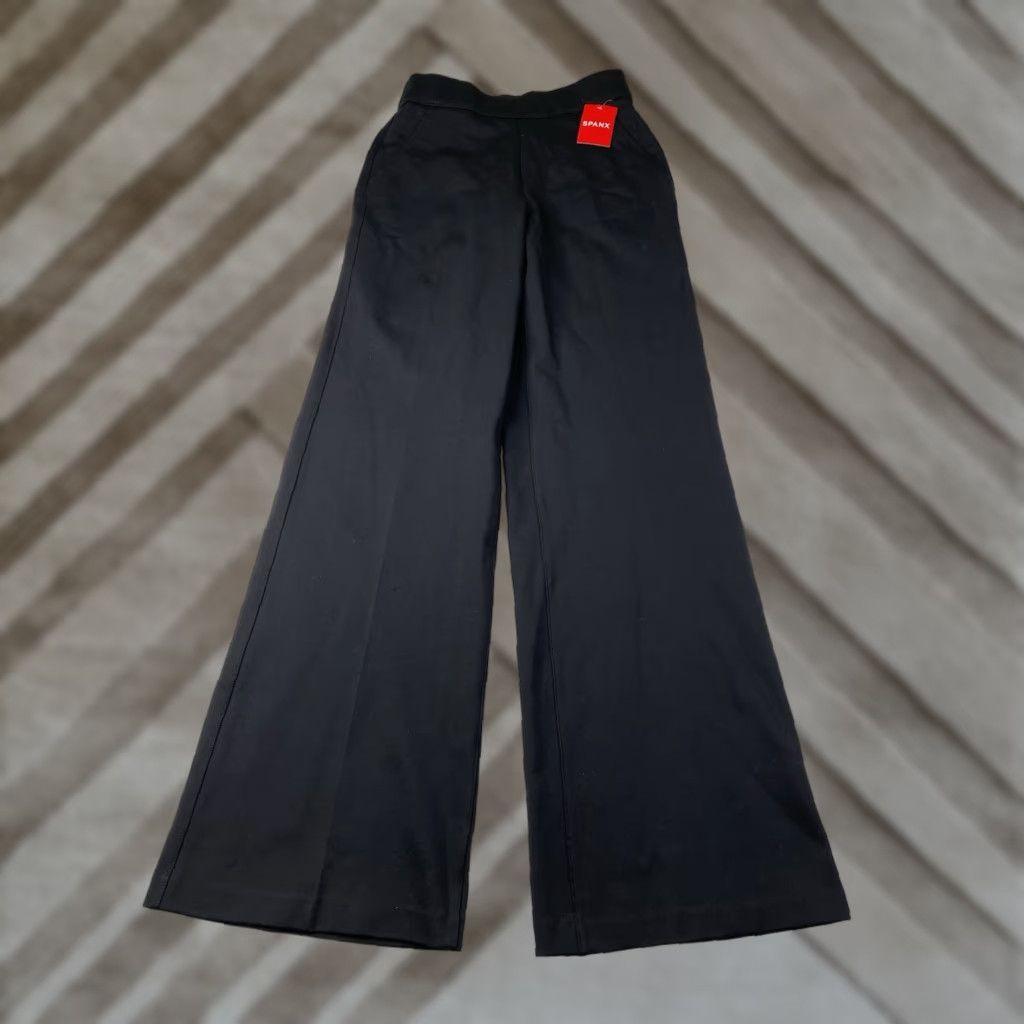 Spanx SPANX Pants Wide-Leg Ponte XS Black Elastic Waist Shaping Slimming High Rise Regular Dress Pants Women XS Size 26" / US 2 / IT 38 - 1 Thumbnail