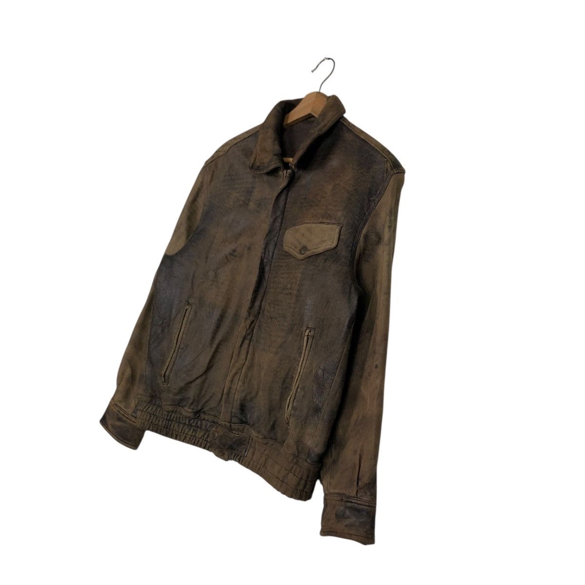 Japanese Brand 🔥VINTAGE FLY BOMBER LEATHER JACKET ROBO MILANO ISSEY MIYAKE Size US M / EU 48-50 / 2 - 4 Thumbnail