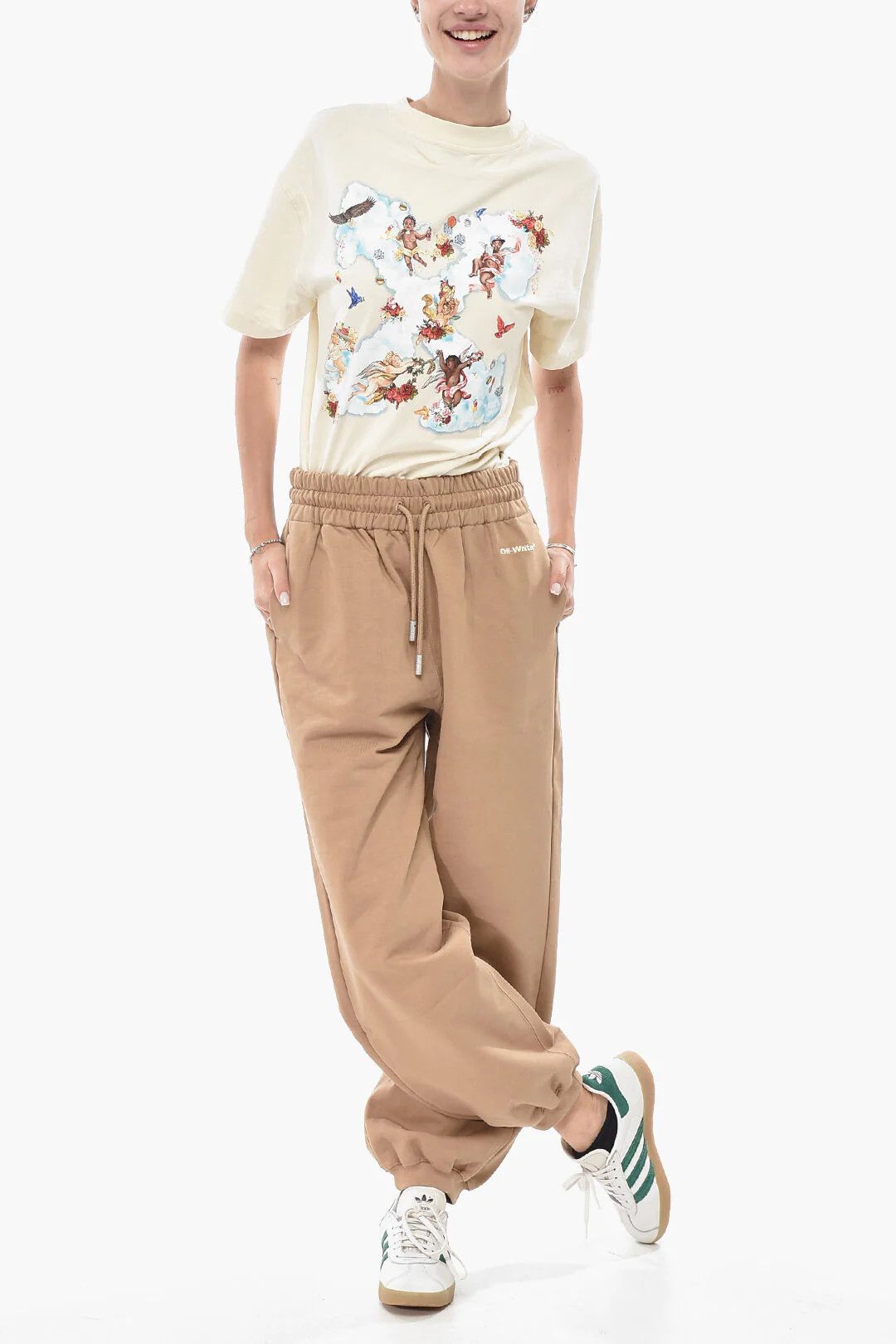Off-White og1mm0426 Brushed Cotton Joggers in Beige Size 28" / US 6 / IT 42 - 4 Thumbnail