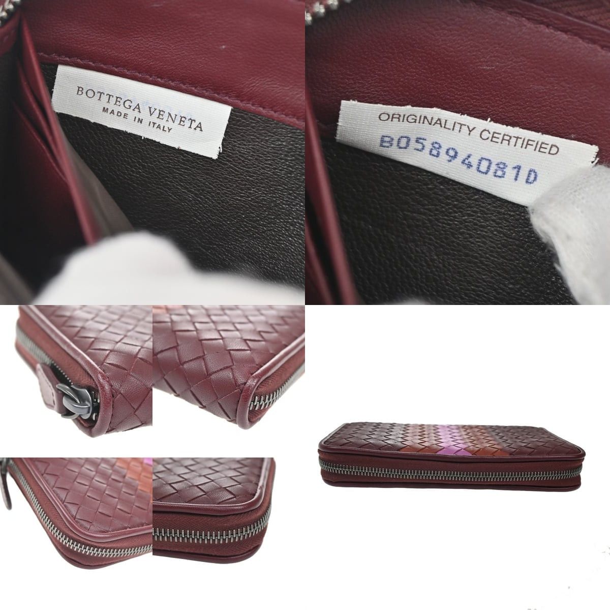 Bottega Veneta Bottega Veneta Intrecciato Long Zip Leather Wallet Burgundy Size ONE SIZE - 4 Thumbnail
