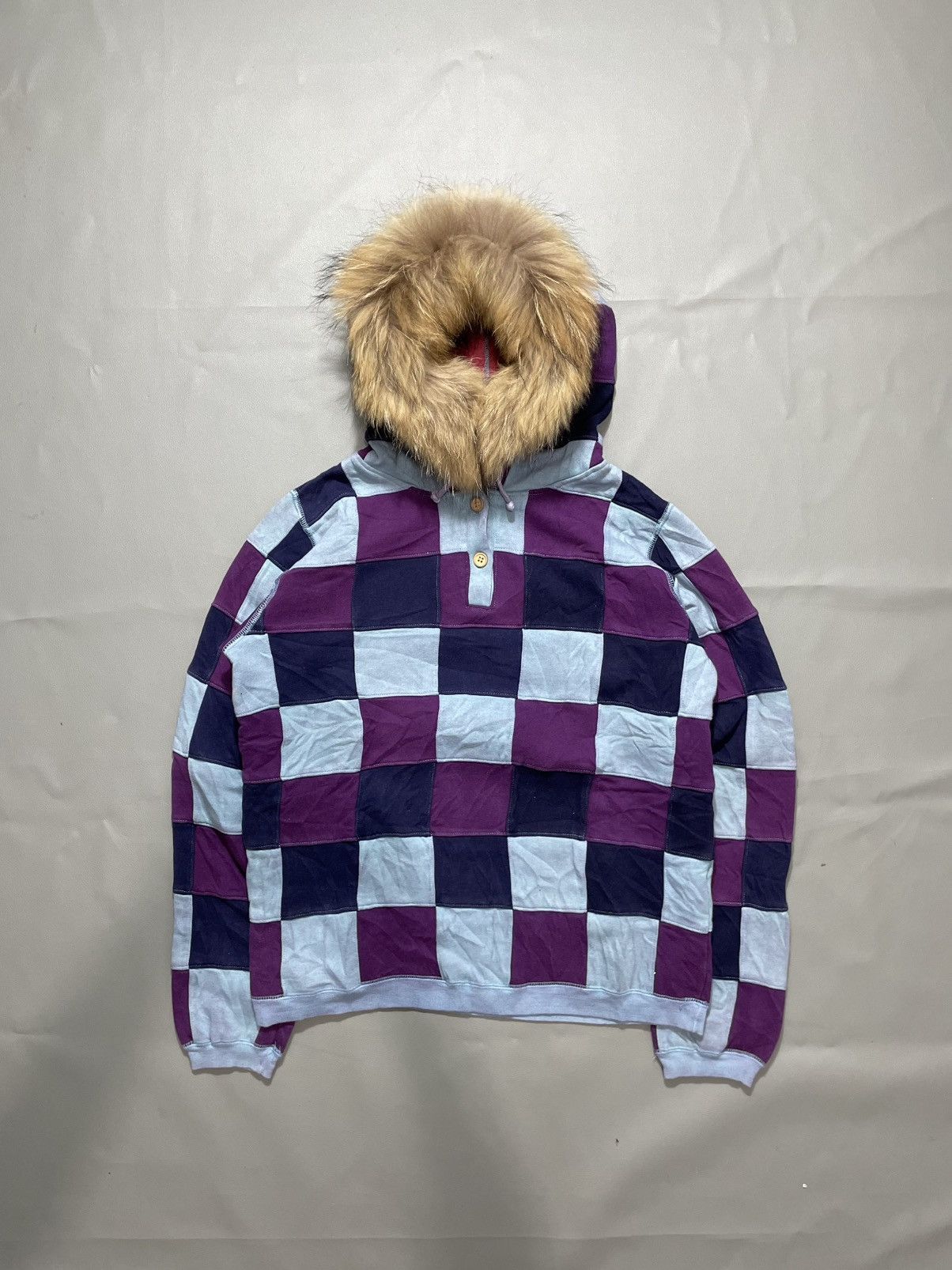 Japanese Brand Japanese Patchwork Fur Hoodie lgb ifsix punks style Size US M / EU 48-50 / 2 - 1 Thumbnail