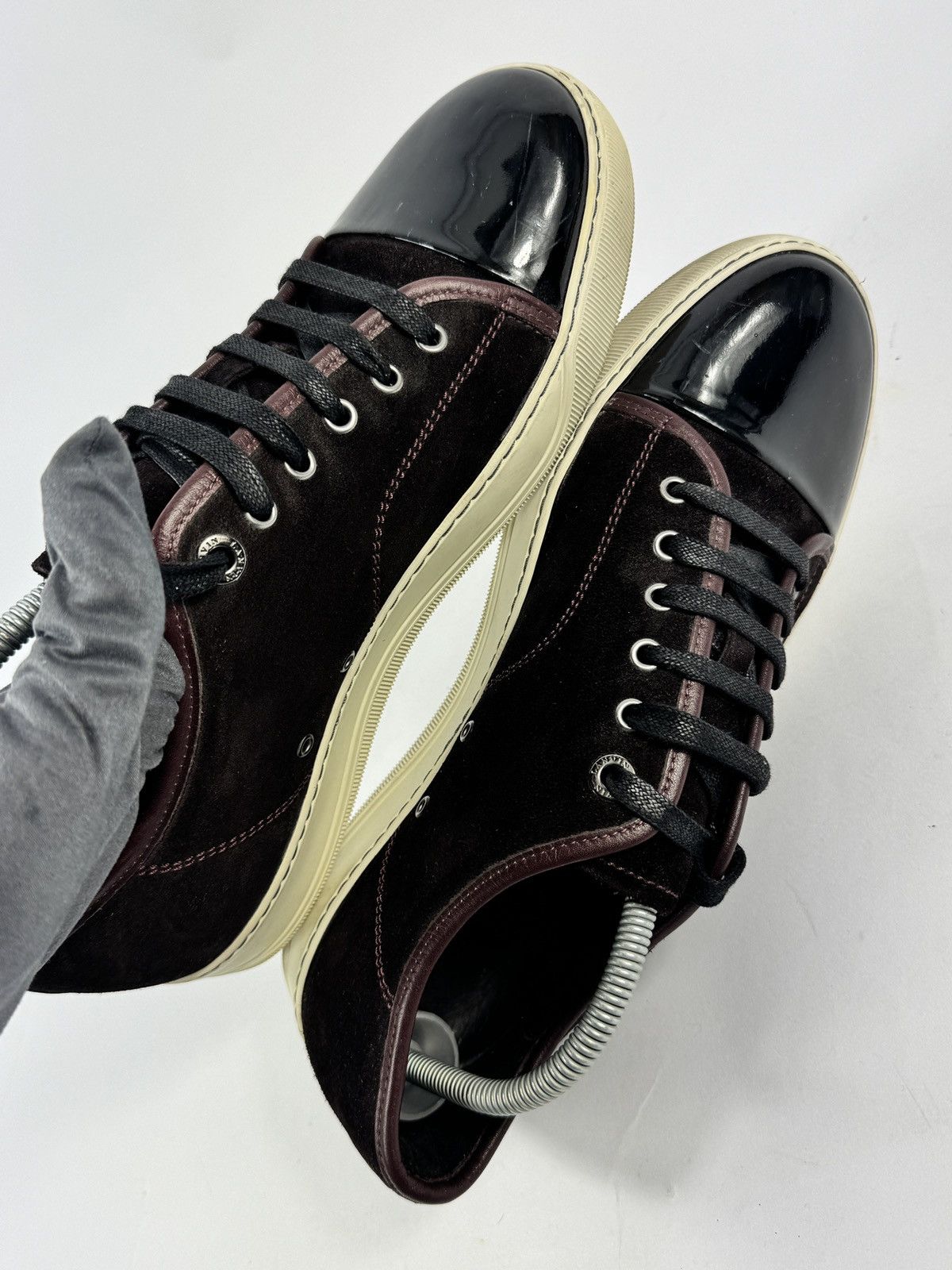 Lanvin BURGUBDY VELVET AND PATENT TOE SNEAKERS Size US 8 / EU 41 - 6 Thumbnail