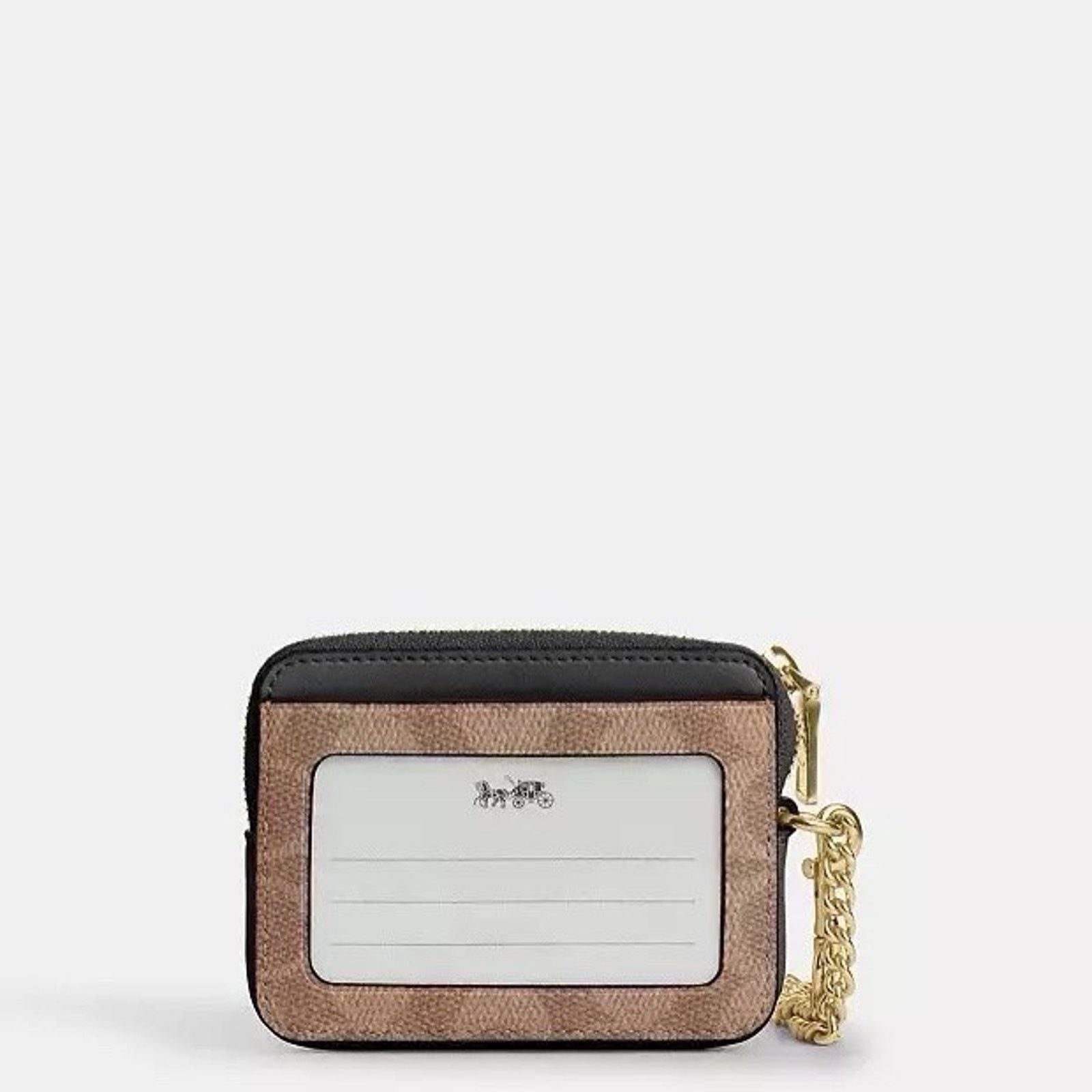 Coach NWT Coach CW883 Zip Card Case Signature Canvas Tan/Black Size ONE SIZE - 6 Thumbnail