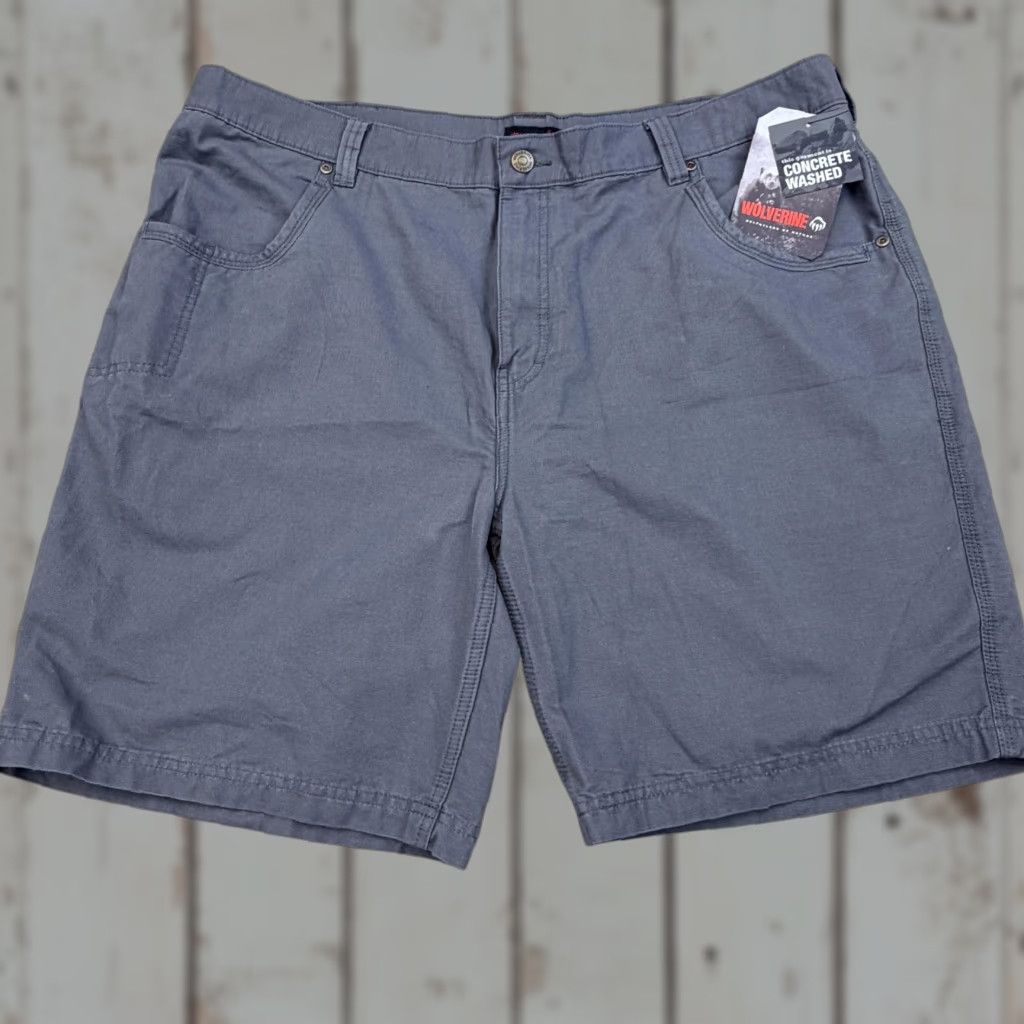 Vintage Wolverine Shorts Mens 42 Gray Concrete Washed Cotton Work Utility Casual Chino Pocketed Regular Front Mens Size US 42 / EU 58 - 1 Thumbnail