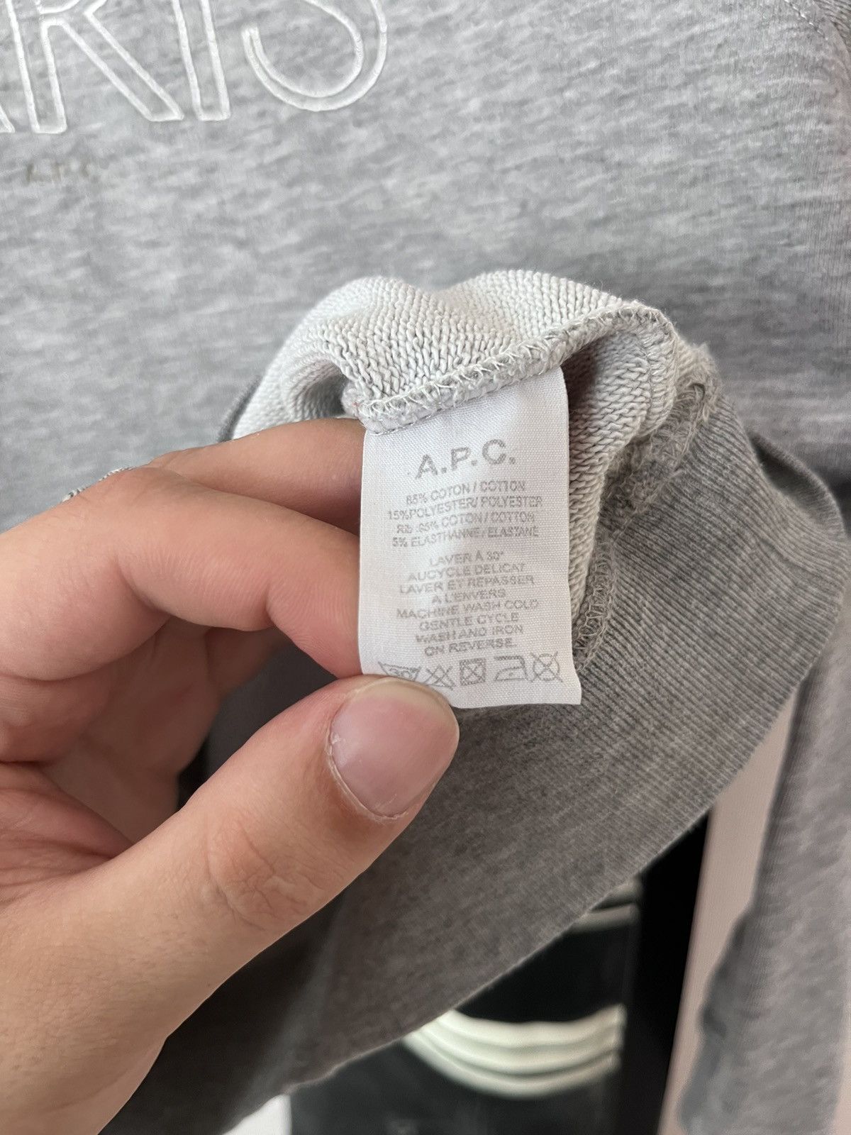 A.P.C. APC Grey Big Logo Paris Cotton Sweatshirt Jumper Size XS / US 0-2 / IT 36-38 - 7 Thumbnail