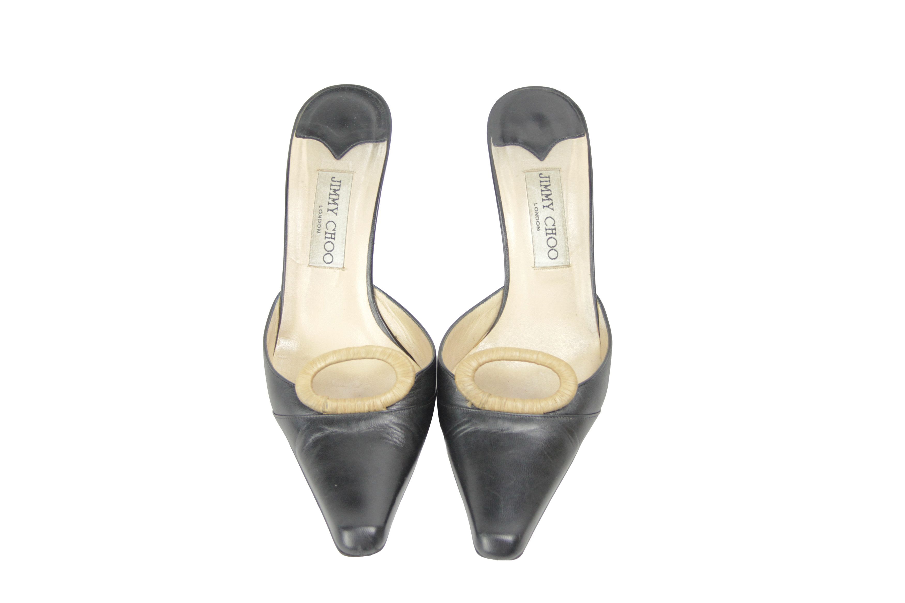 Jimmy Choo 00S Y2K Peep-Toe Heeled Mules Vintage Size US 8 / IT 38 - 9 Thumbnail